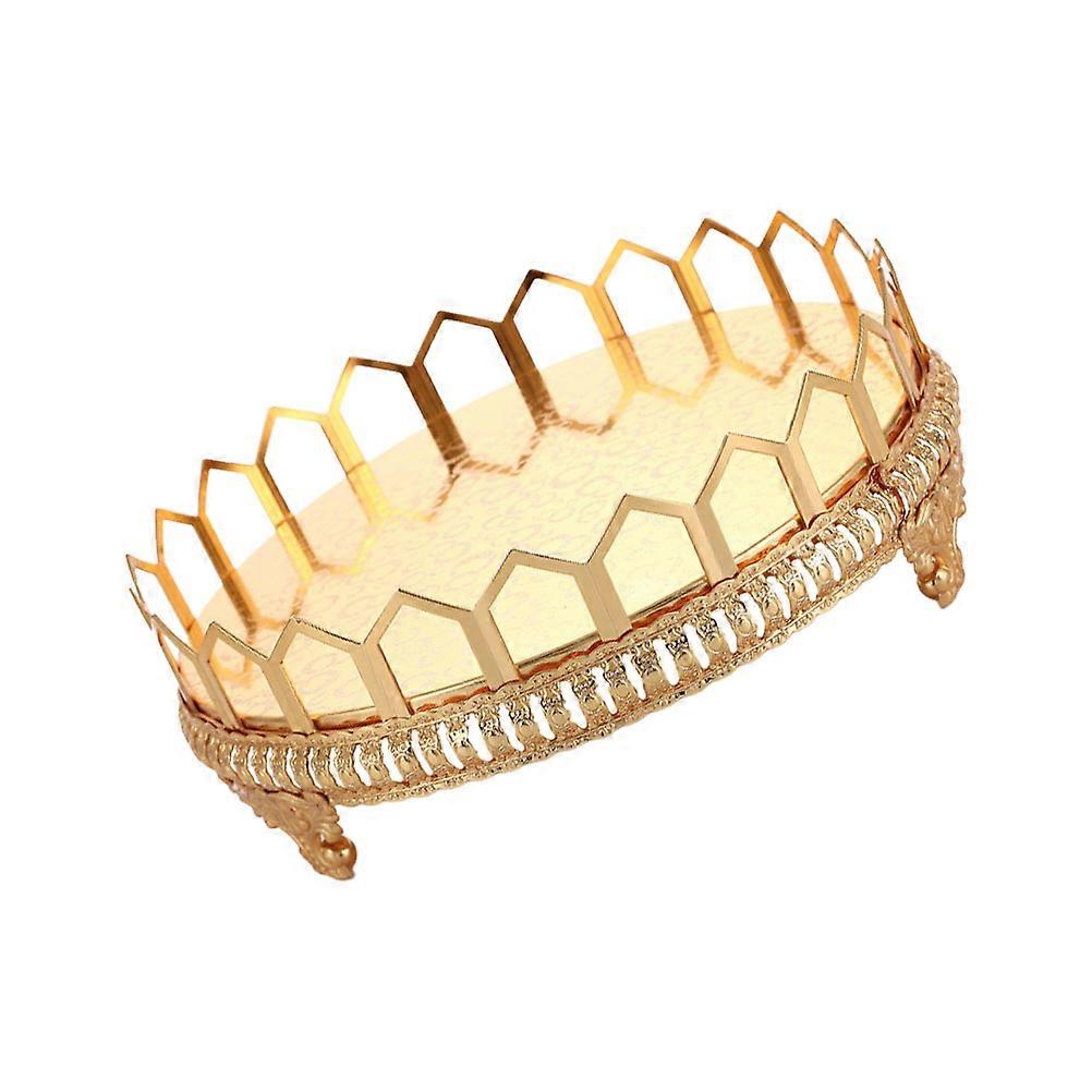 Gold Round Bread Tray, Non Slip Base, Elegant Serving Plate for Snacks, Fruits, Desserts, Nordic Style, Smooth Surface, Easy to Store