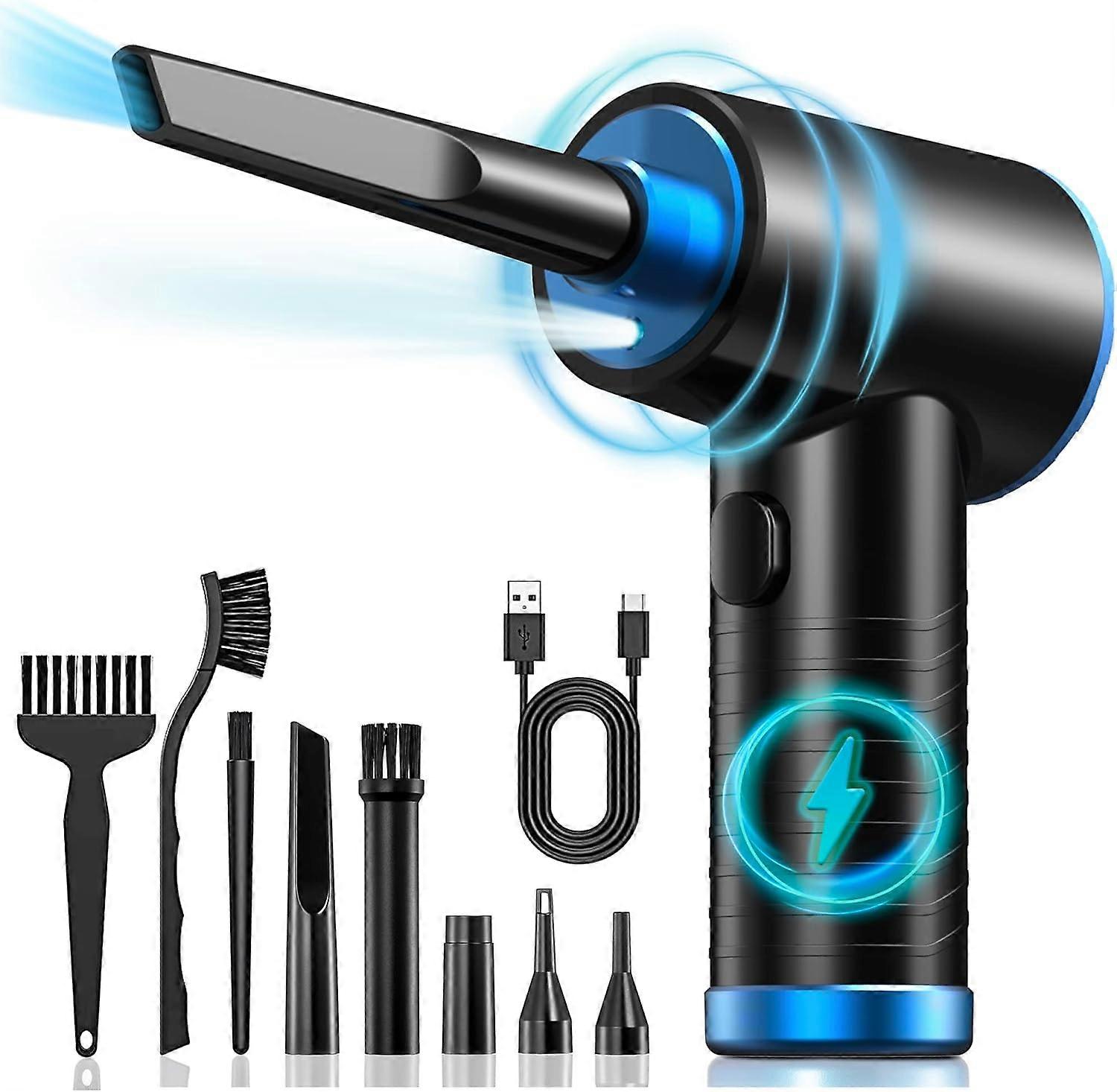 Soffiatore d'aria senza fili per tastiera Collettore di polveri elettrico ricaricabile con luce a LED 000 giri/min 3 velocità Max 91 Purificatore d'aria compressa per PC portatile