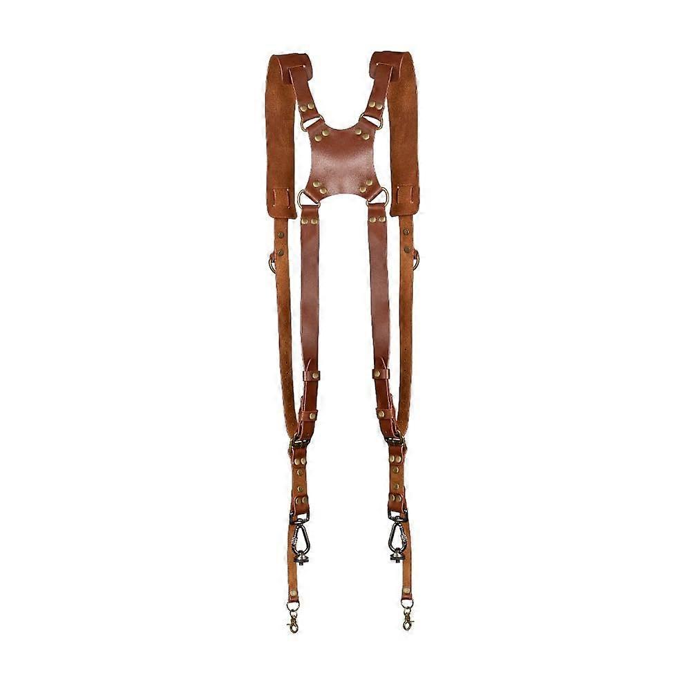 Camera strap pure handmade head layer Xshaped European American retro photography pressure relief shoulder strap shoulders: Brown