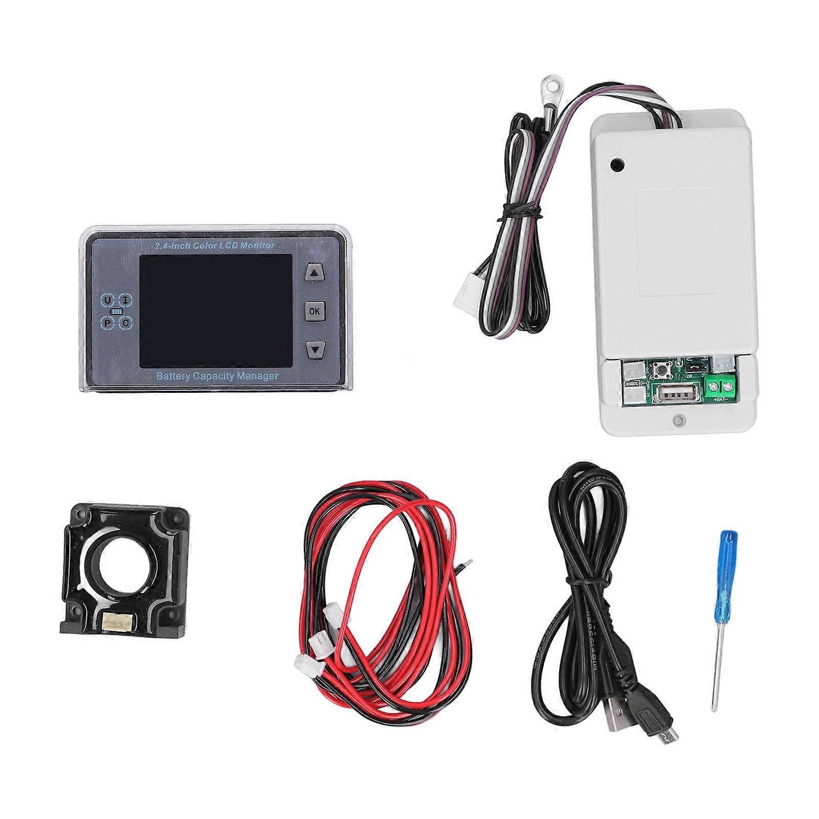 Voltmeter Coulometer Wireless Battery Capacity Manager Monitor with 2.4in Color LCD Screen 500V 100A