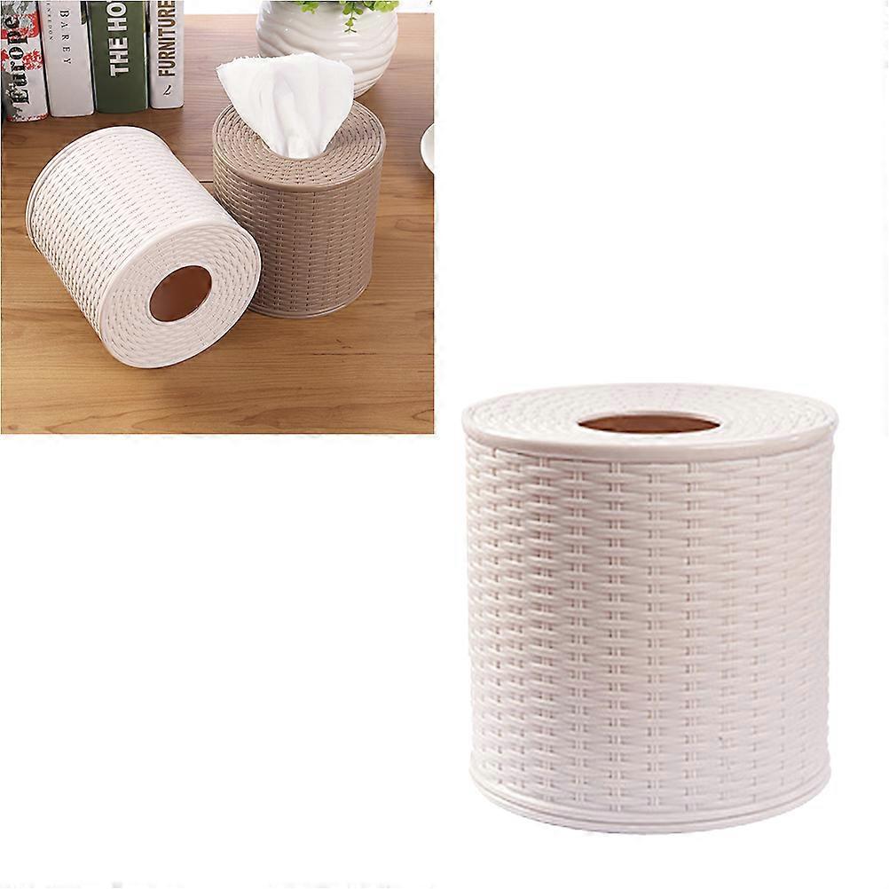 Tissue Paper Box Desktop Tissue Beige Round Shape Moisture Protection 1Pcs