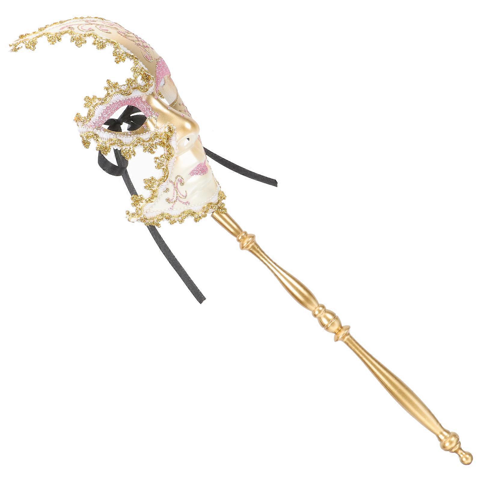 Masquerade Mask Eye Mask On Stick Handheld Design For Halloween Party Carnival Masquerade Event 1Pcs
