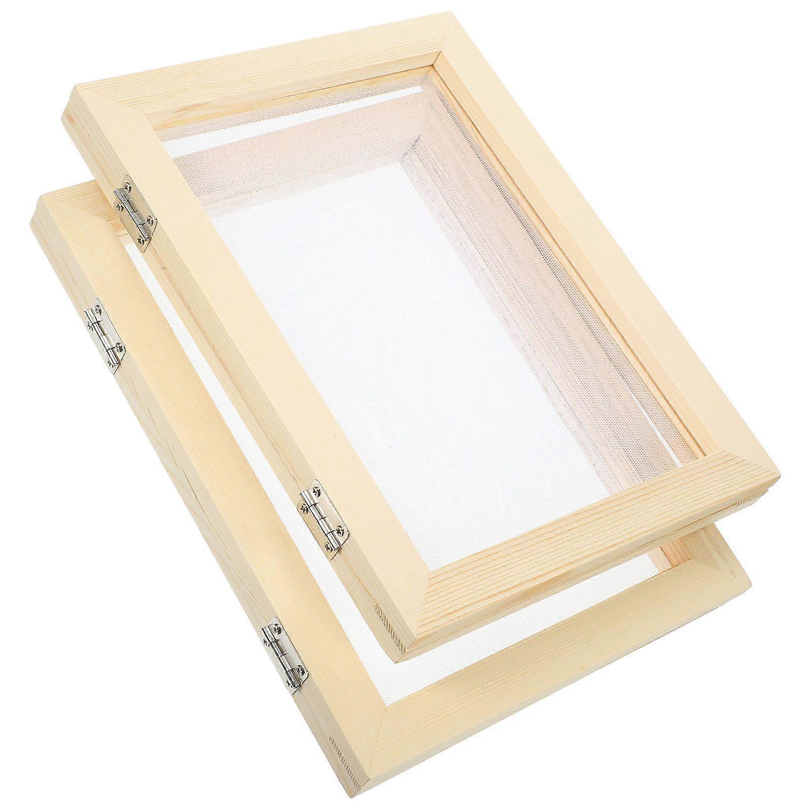 2Pcs Paper Making Mold Paper Making Screen DIY Making Paper Frame Paper Making DIY Mold (Random Style Hinge)