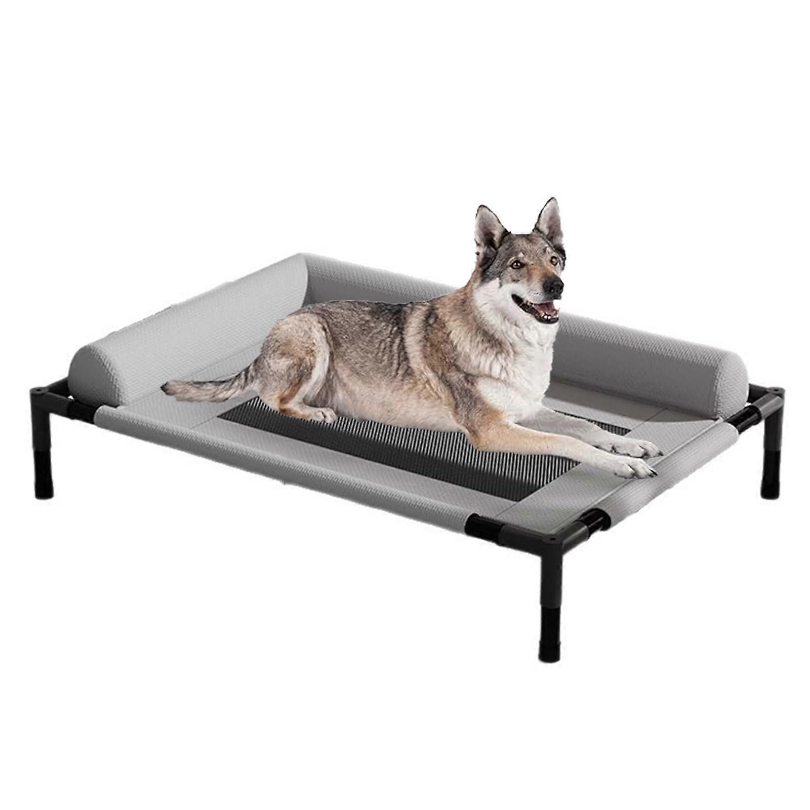 Elevated Cooling Dog Bed, Washable Breathable Mesh, NonSlip, Portable (Gray)