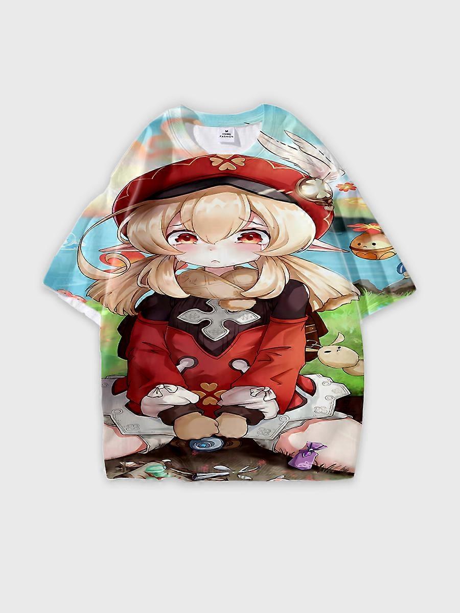 T-shirt round neck Role Pattern loose short sleeve K449