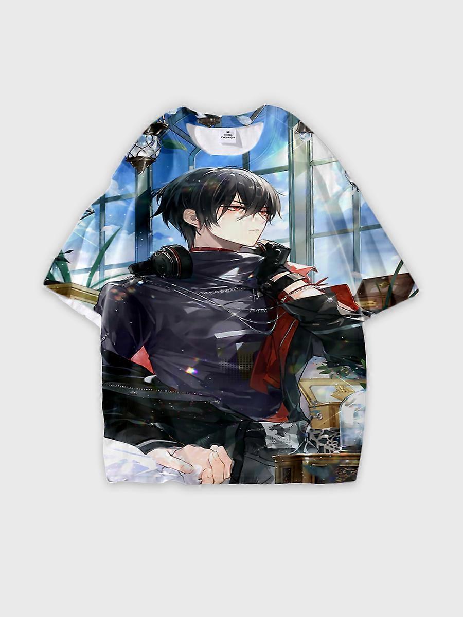 T-shirt round neck Role Pattern loose short sleeve E1153