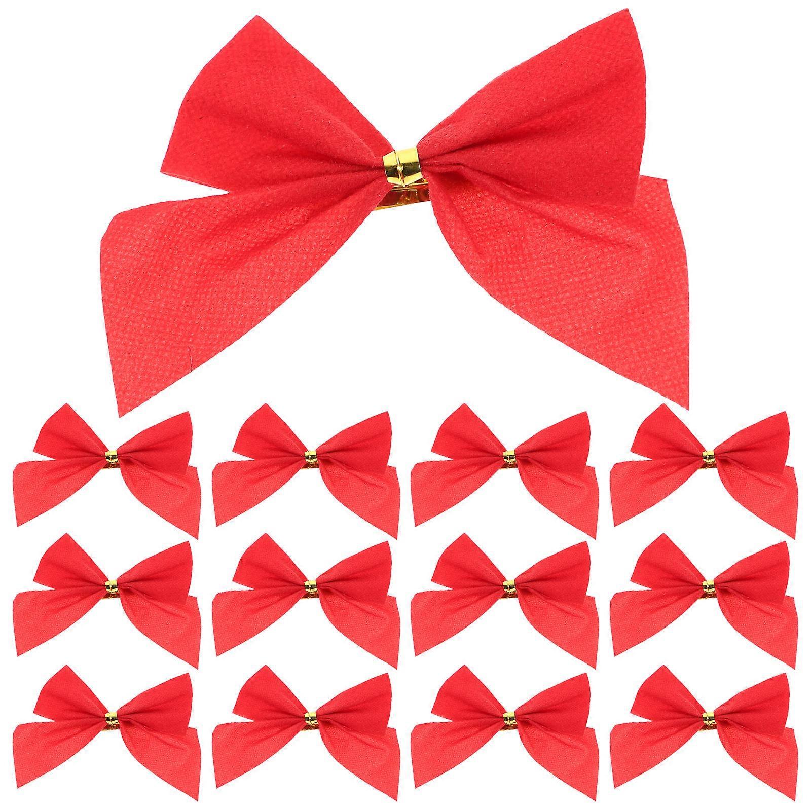 120Pcs Red Bowknot Decorations For Christmas Tree Scene Tree Ornament 5.5X4.5X0.5Cm