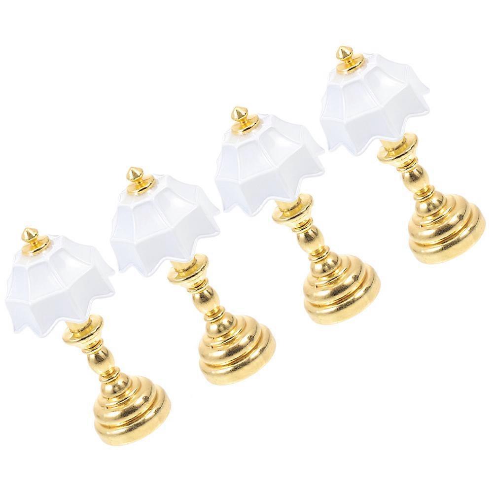 4pcs Mini Desk Lamp with Realistic Reproduction for Mini House Decor Golden Iron Small Table Lamp