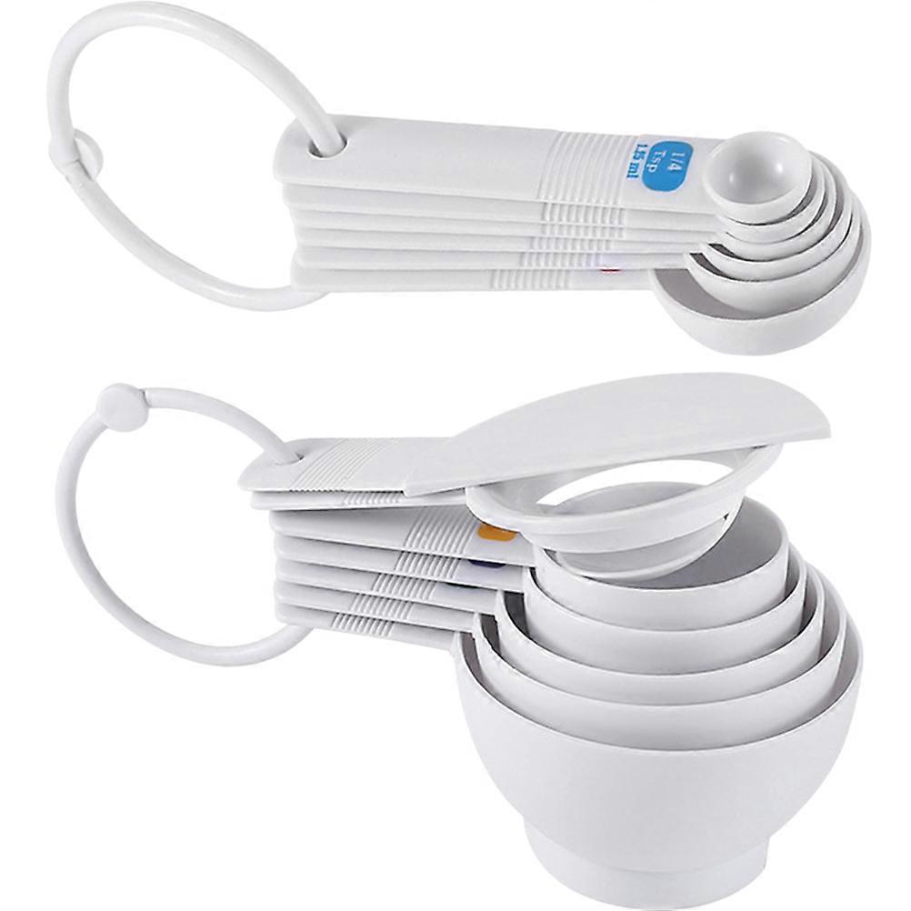Measuring Cups and Spoons Set for Kitchen Use with Egg Separator, White Plastic, Reliable and , 3/4 Cup, 1/2 Cup, 1/4 Cup