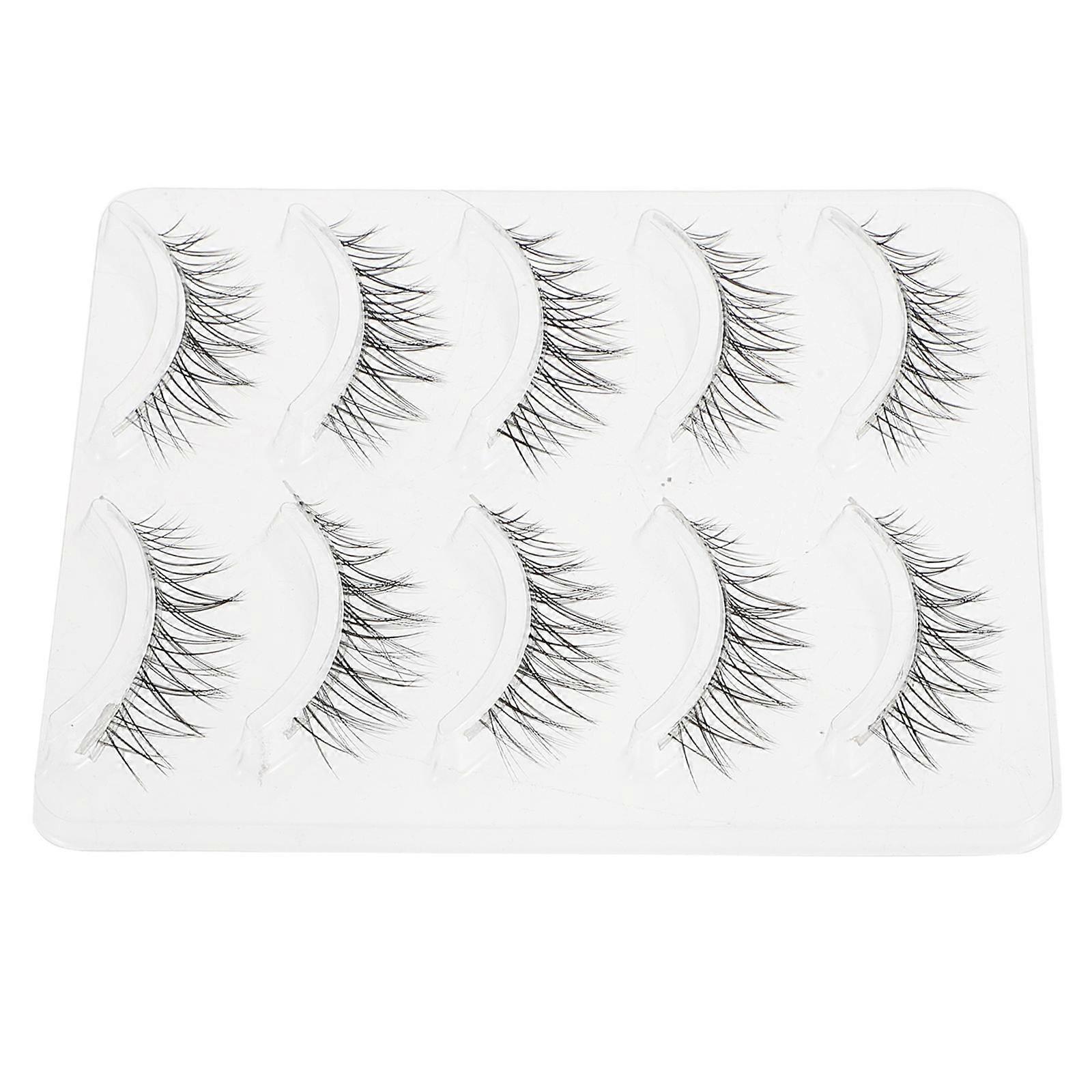 Natural Dense False Eyelashes for Makeup with Black Artificial Fiber 5 Pairs