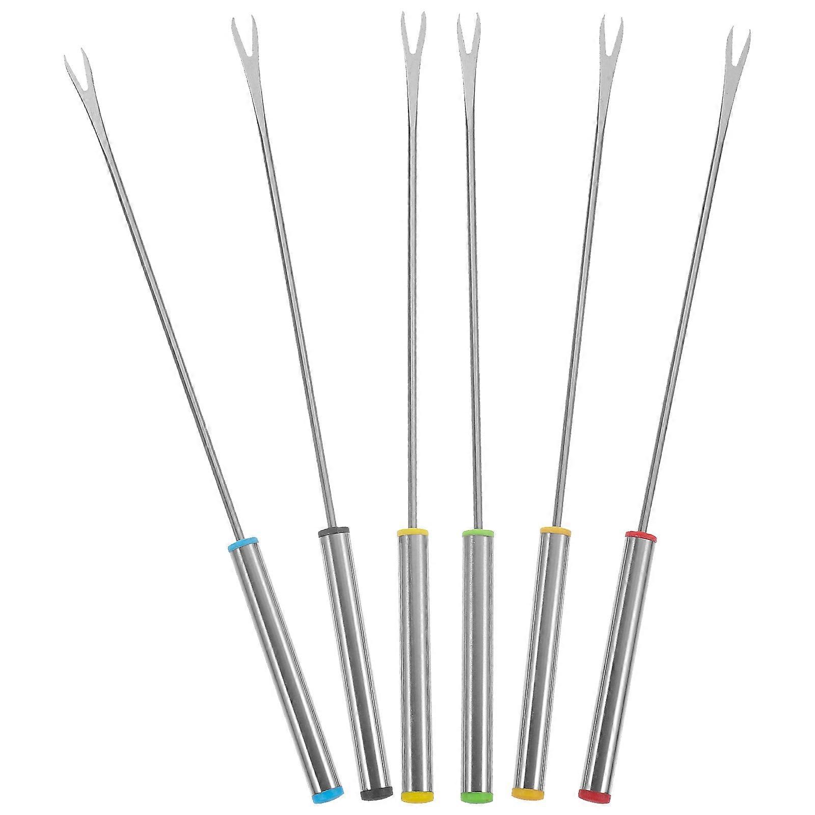 Stainless Steel Meat Fork Set for Home Use Multi Color Safe and 6pcs