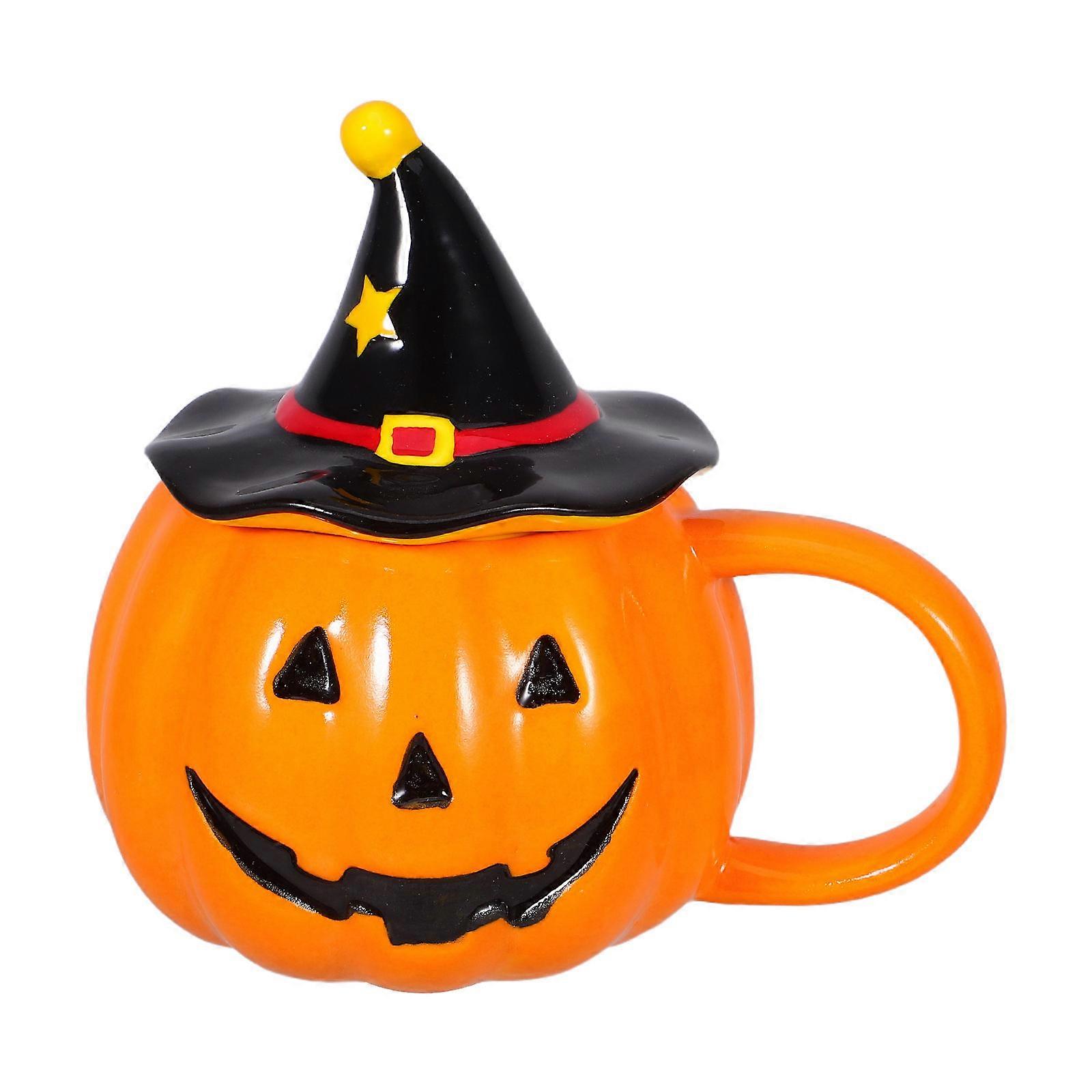 Halloween Ceramic Pumpkin Mug with Handle and Lid – Drinkware for Hot or Cold Beverages, Perfect for Autumn Celebrations and Everyday Use