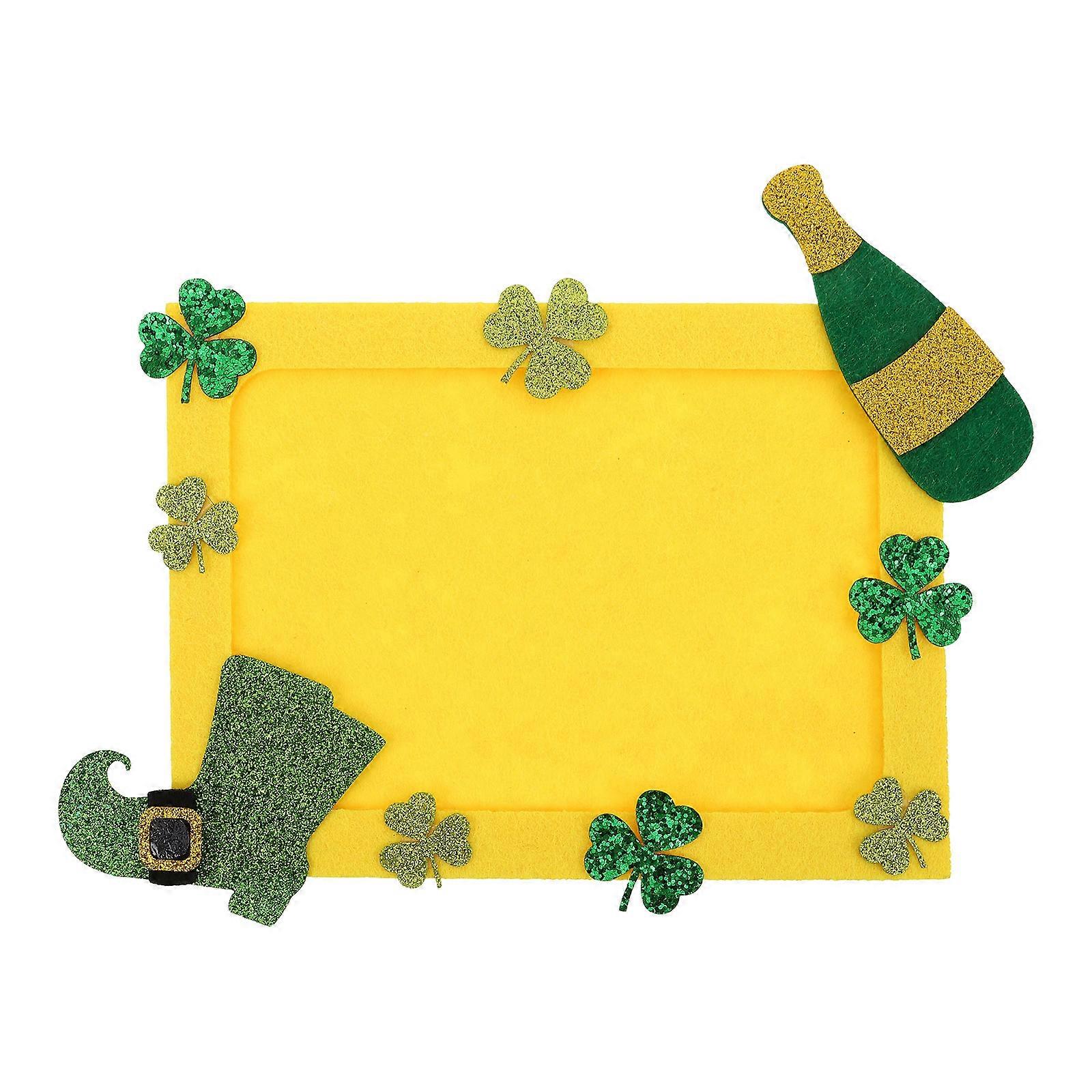 St Patrick's Day Decor Green Photo Frame with Shamrock Design for Home Party Decoration Non Woven Fabrics