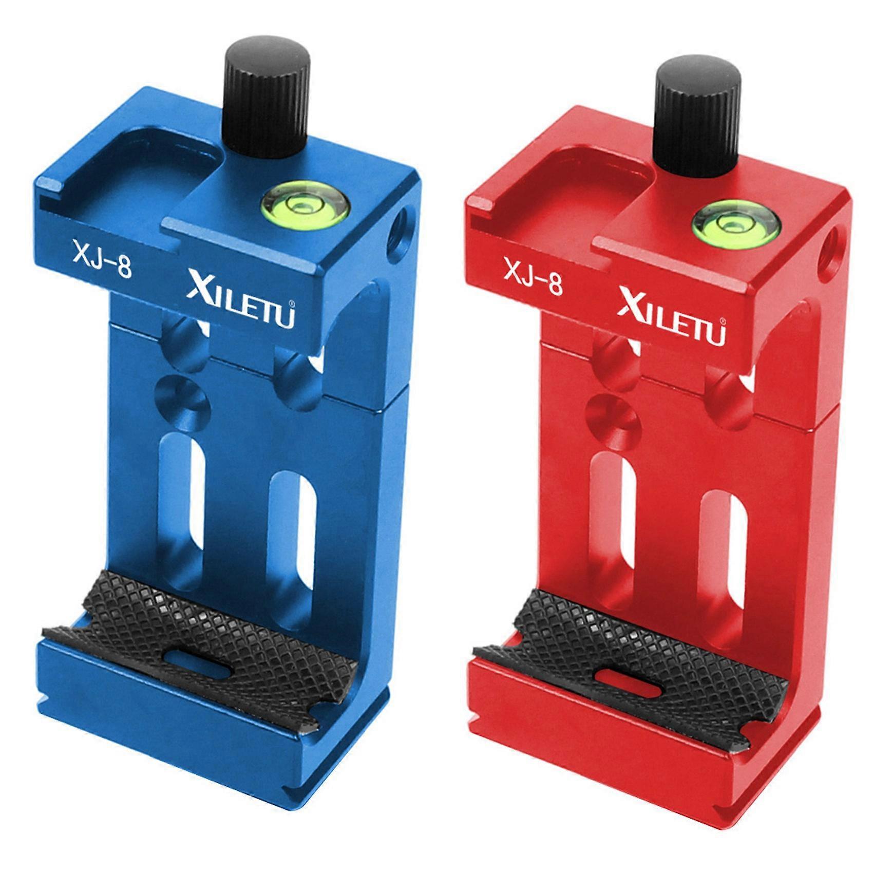 2x XJ-8 Tripod Head Bracket Mobile Phone Holder Clip for Phone Flashlight Micro-Phone Red & Blue