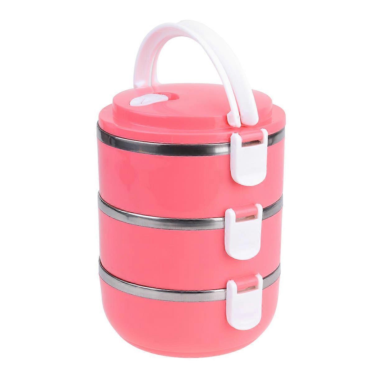 Rosy Stainless Steel Thermal Lunch Box for Insulation Use with Arched Handle and Multi Tier Design 2. Style