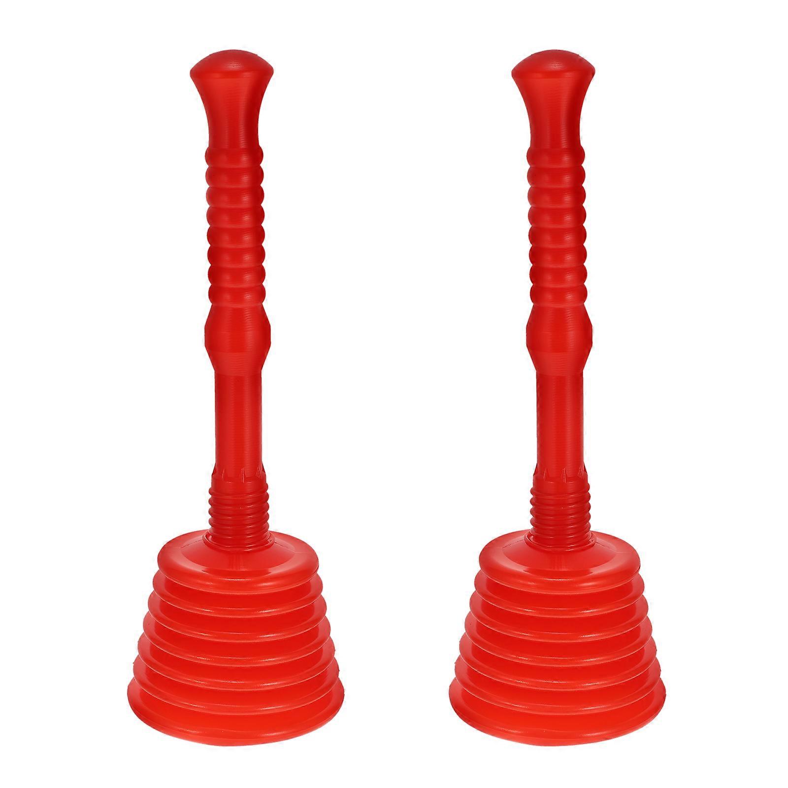 2 Pcs Red Drain Clearing Sink Plunger Practical Tool For Home Cleaning And Household Users