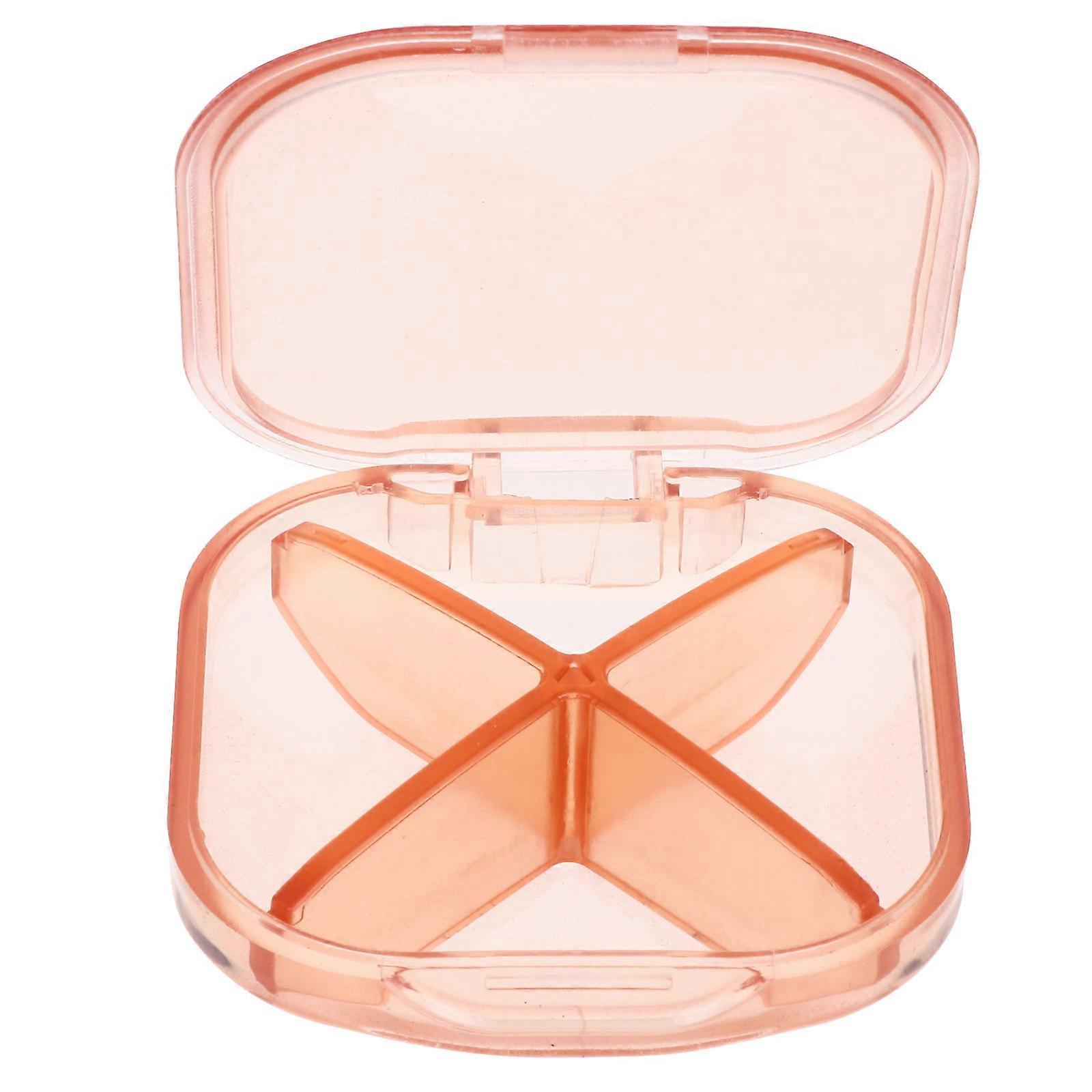 Plastic Pill Case 2Pcs Pink Organizer with 4-Compartment Design for Storage