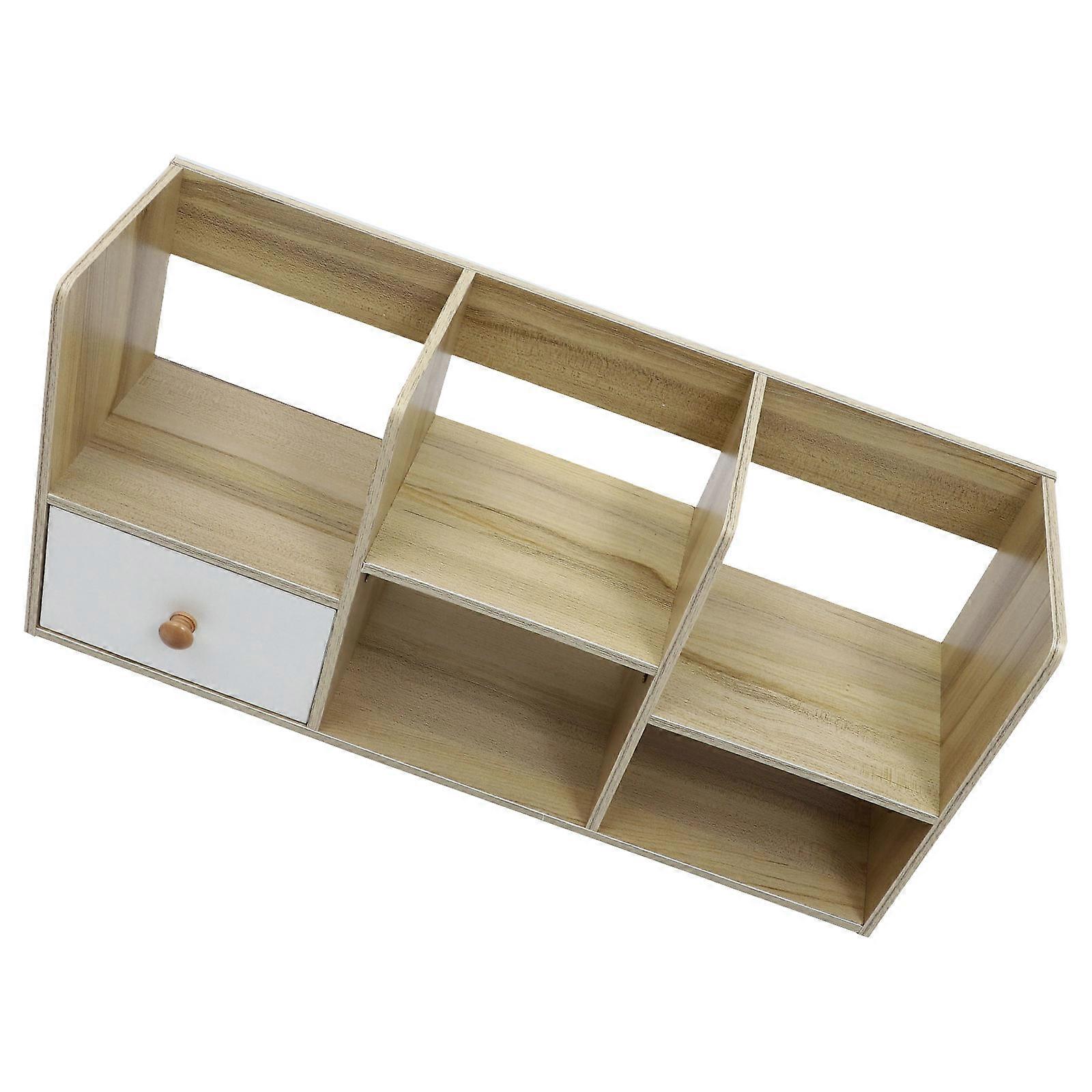 Convenient Desktop Storage Rack 1Set Practical Design Multi-Layer Organizer for Home Office Sundries in Smooth Wood Material