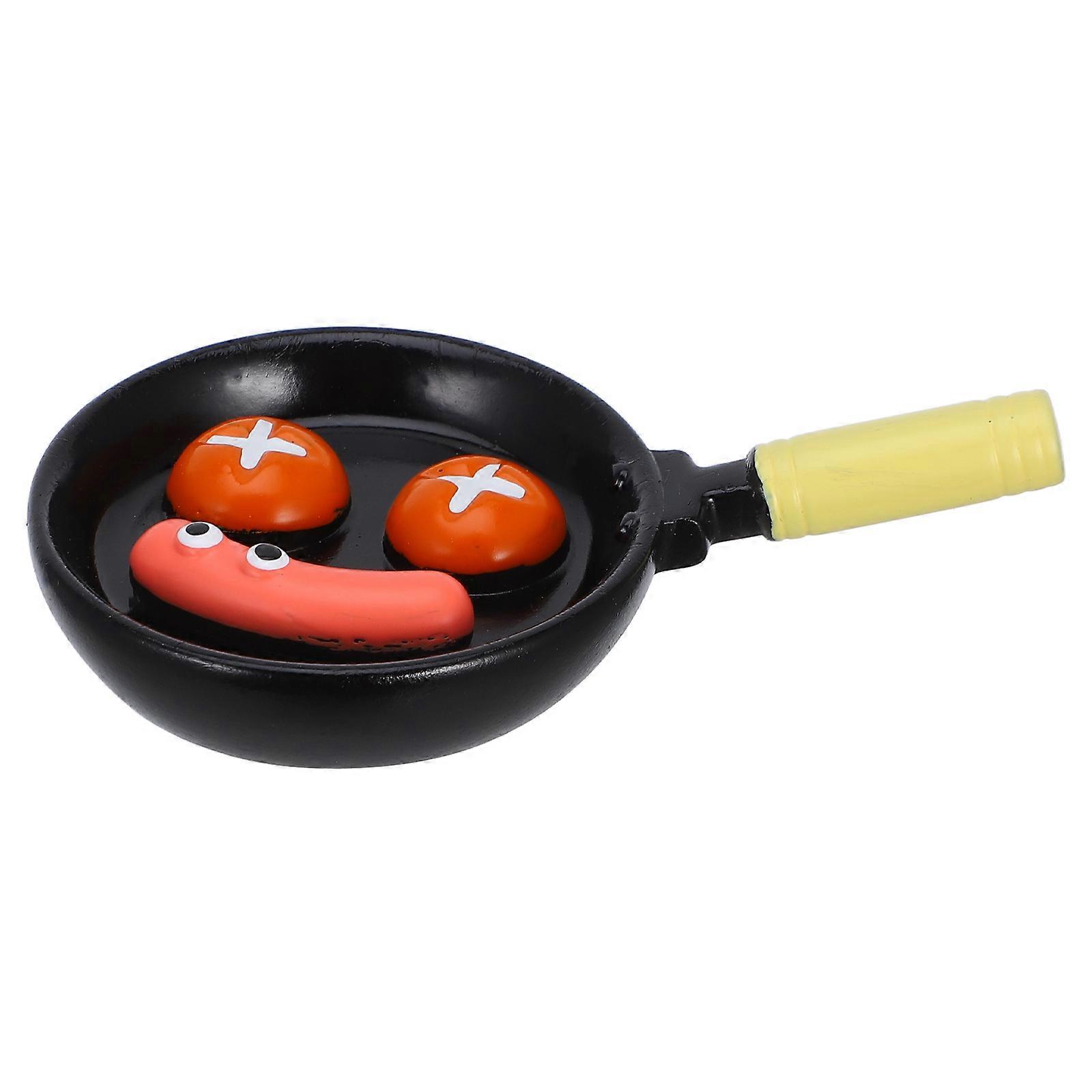 Black Miniature Frying Pan for Playing Made of Iron Adding Charm to Doll House Kitchen Scene 6.5 inches