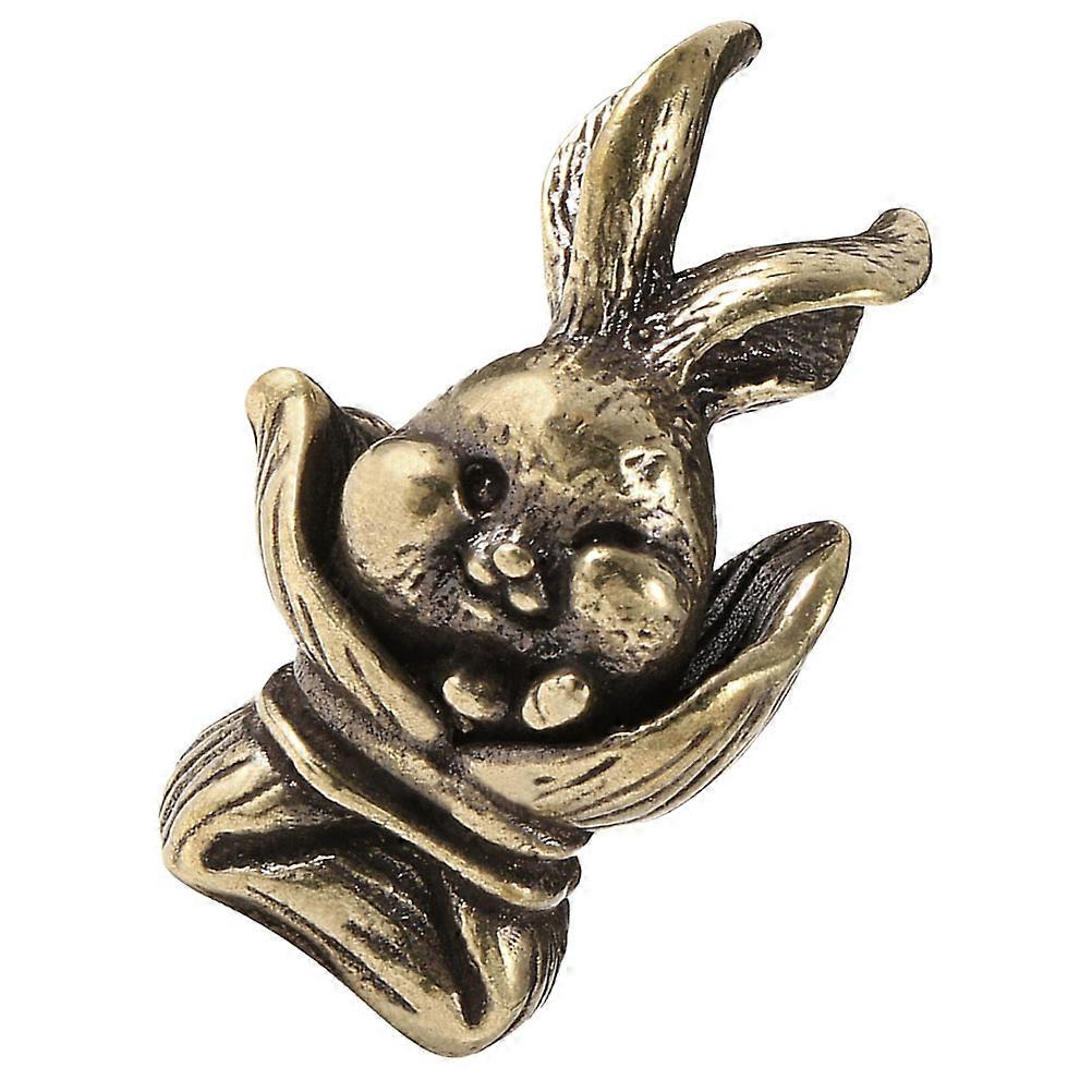 Retro Golden Brass Rabbit Figurine for Home Decor Durable and Elegant Design 3 Inches