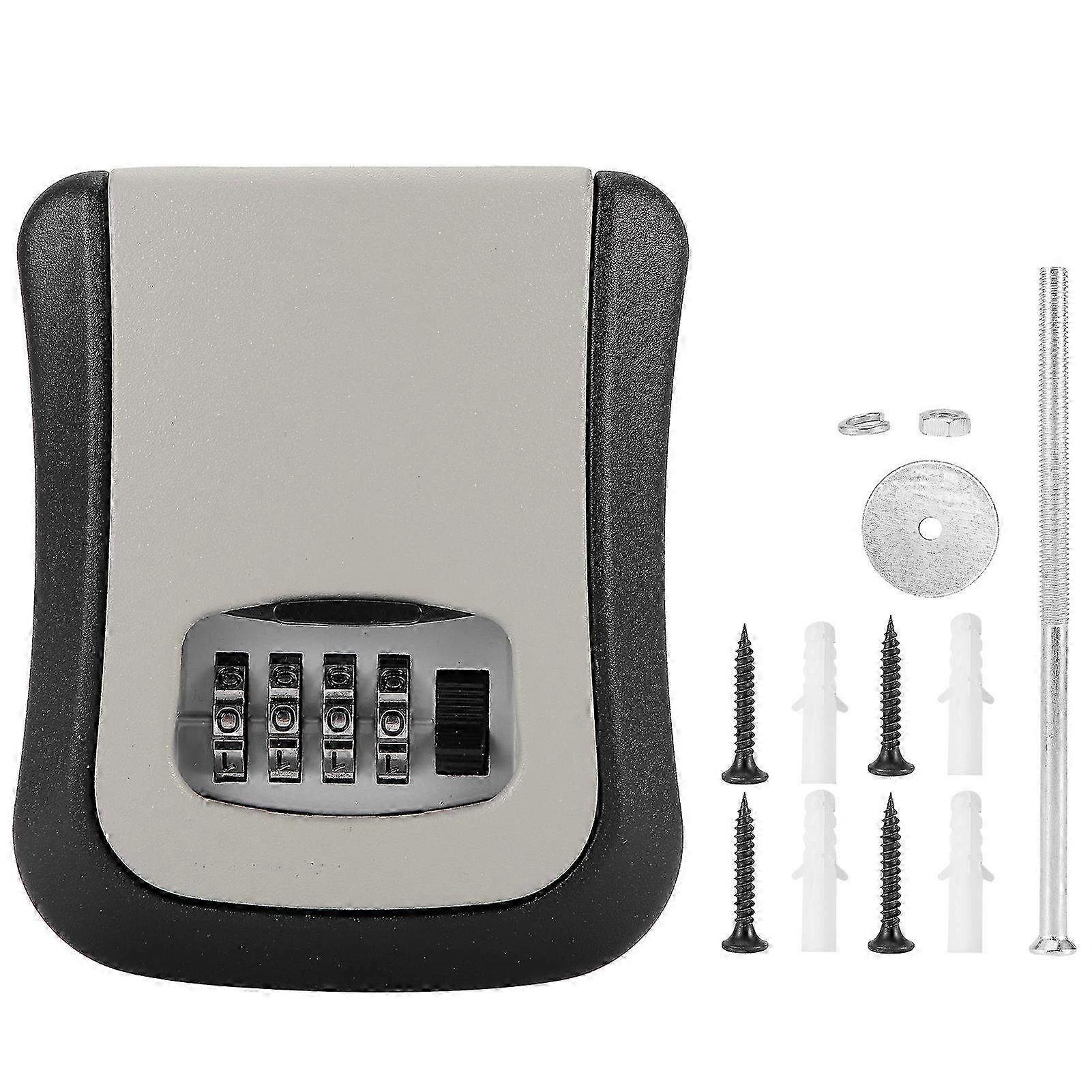 Outdoor Wall Mounted 4-Digit Combination Lock Box - Secure Key Storage Safe with Password Protection for Home or Office