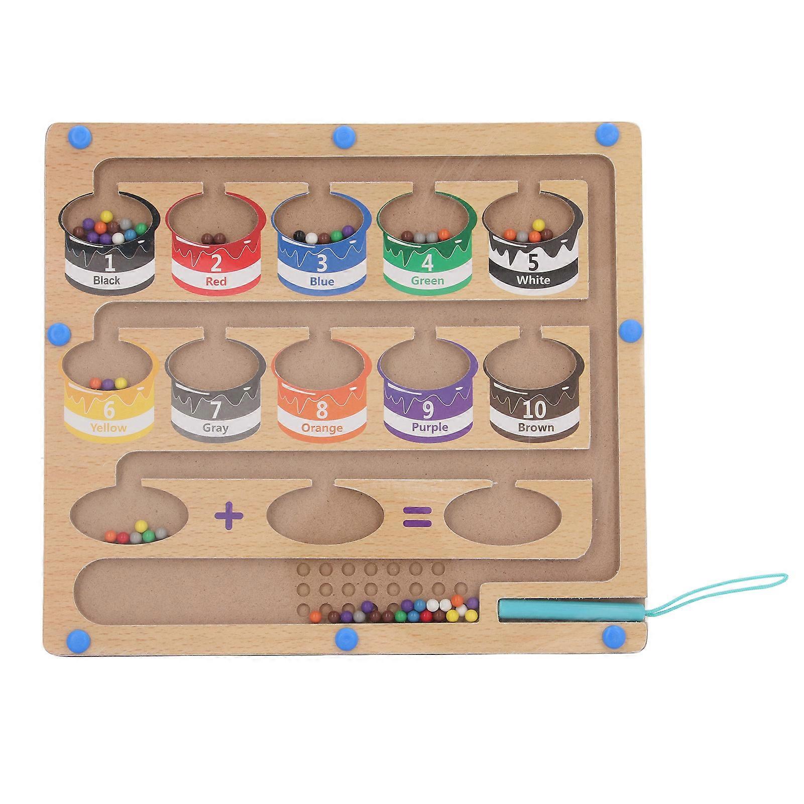 2 in 1 Magnetic Color and Number Maze Early Educational Wooden Color Matching Counting Puzzle Board