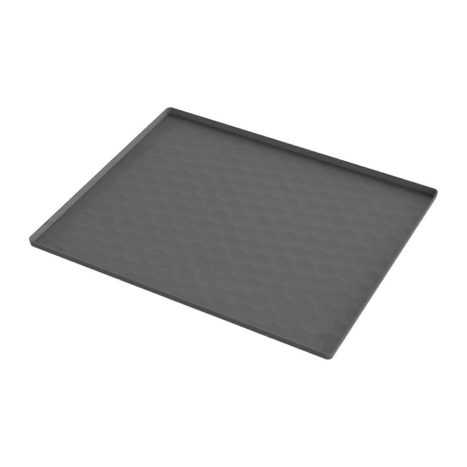 Refrigerator Bottom Mat 60x50 Cm, Gray, Non-Slip Drip Tray With Raised Edges And Leak Pockets For Mini Fridges