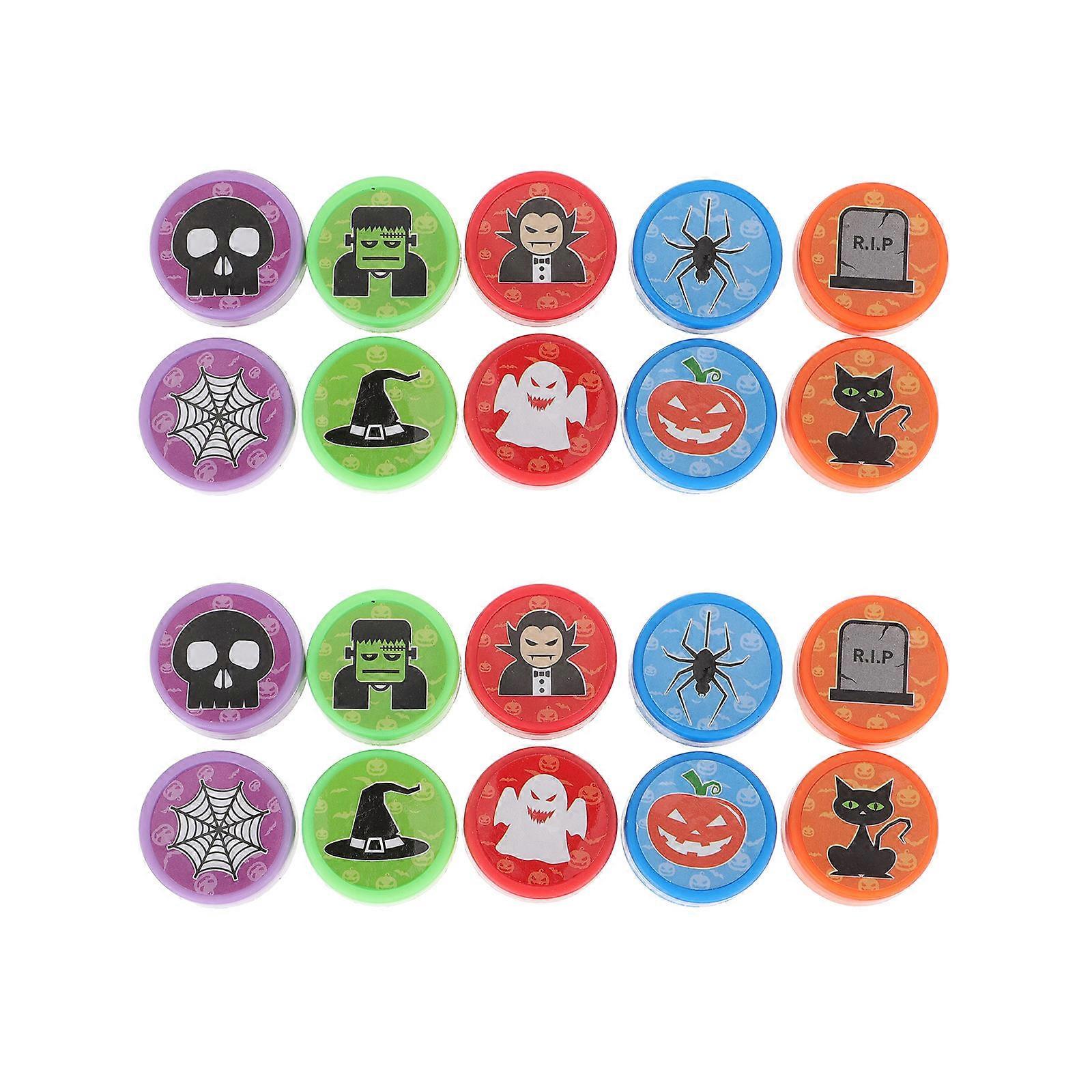 Halloween Seal Toys For Children Festival Party Props 3.5X2.5cm Assorted Color Pre-Inked 2 Boxes