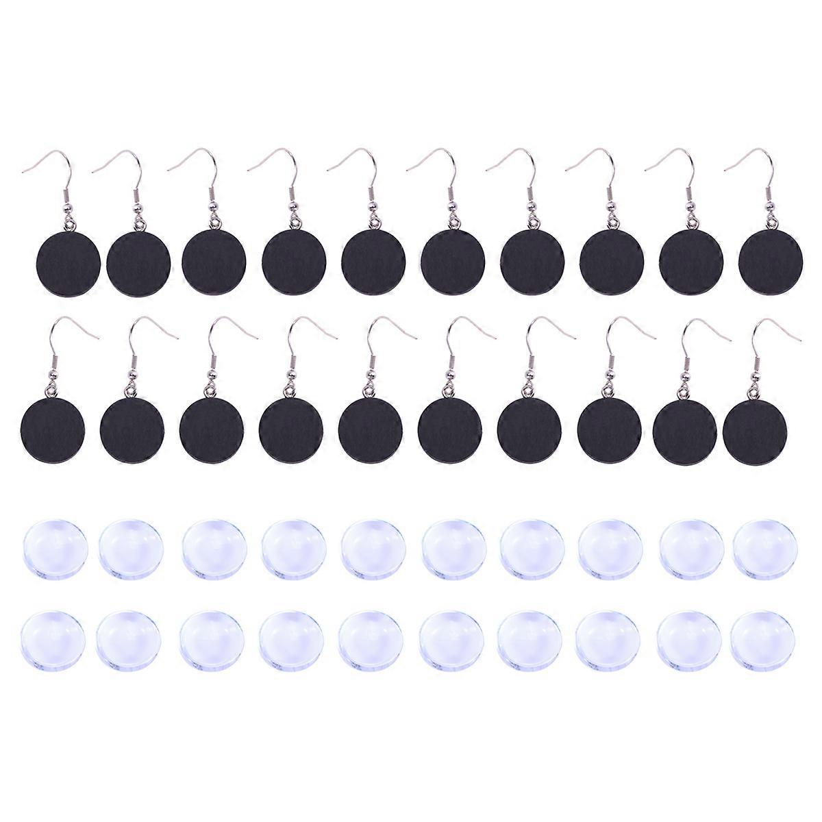 Round Wooden Cabochon Trays for Earring Making Assorted Color Composite Material 12MM