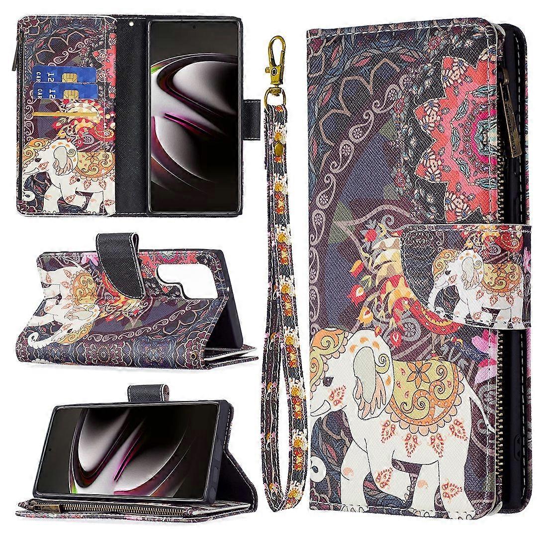 Colored Drawing Leather Case For Samsung Galaxy S22 Ultra 5G
