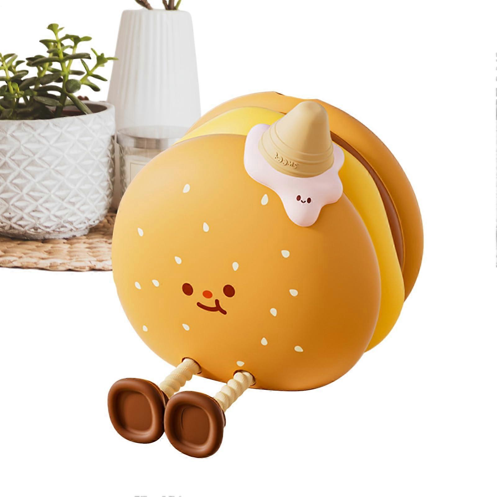 Hamburger Table Lamp, Touch Light, Built-In Phone Holder, Adjustable Brightness, Kids Night Lamp, 3.98x4.57x4.21 in