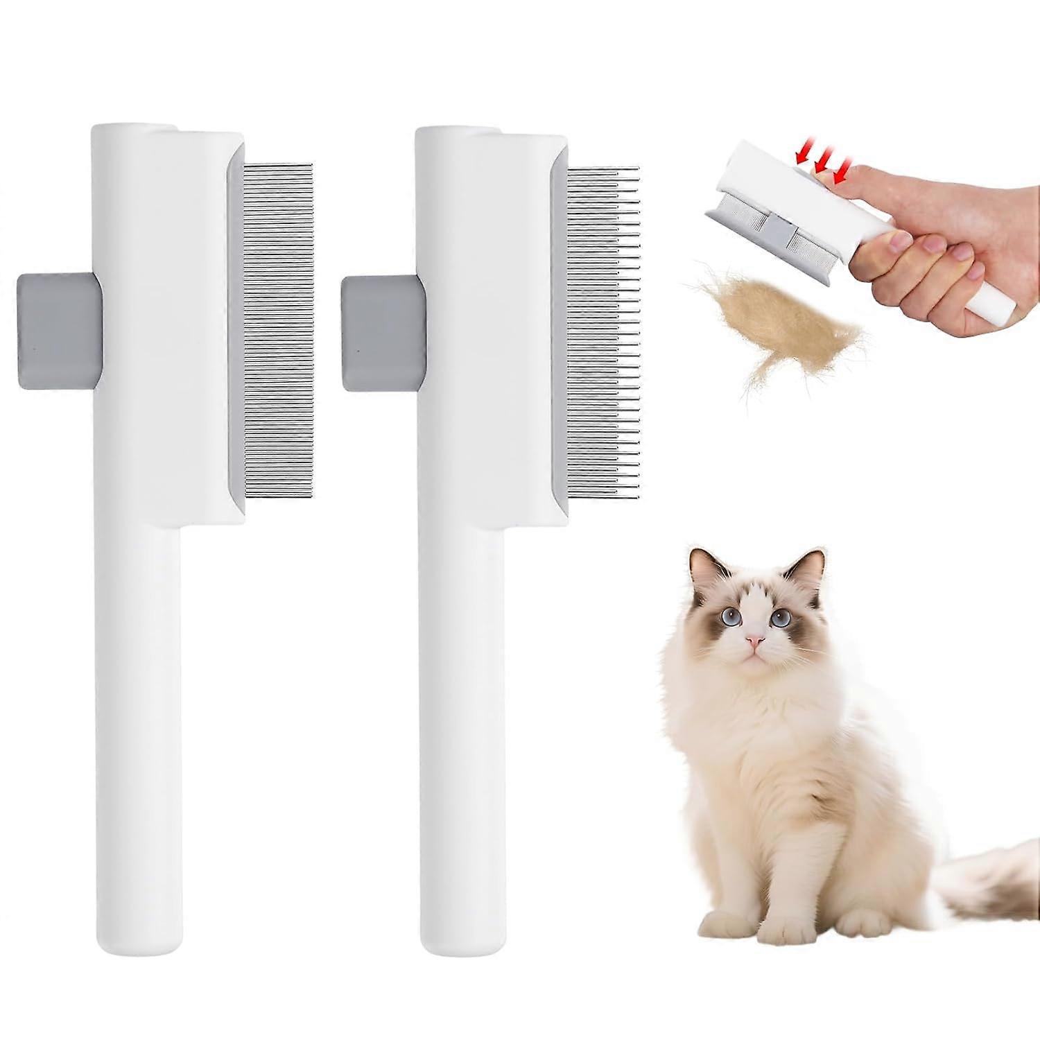 2 Pcs Self-Cleaning Comb for Cats – Dual-Tooth Gentle Cat Comb