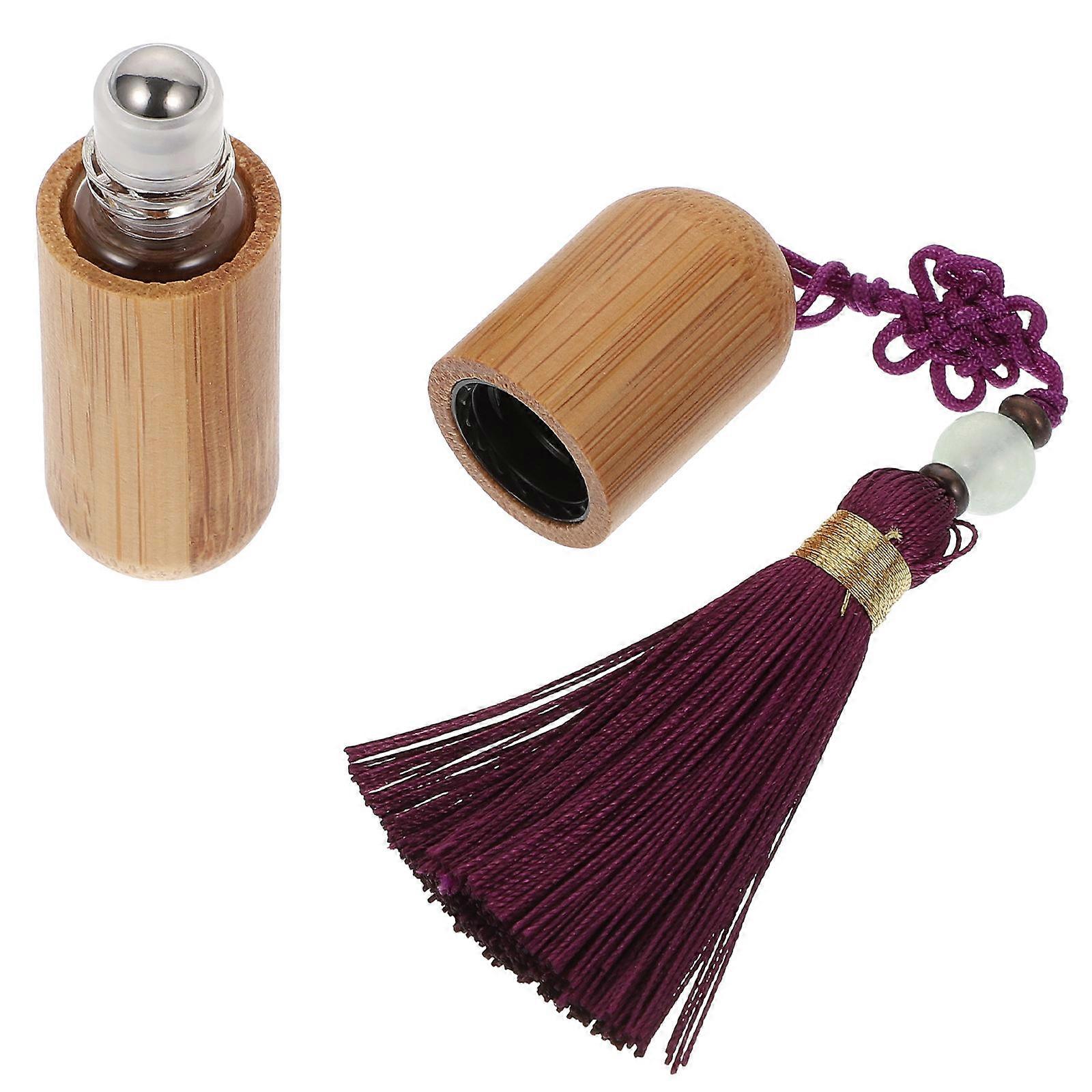 Vintage Essential Oil Roller Bottles Travel Use Bamboo Ball Storage 1Set
