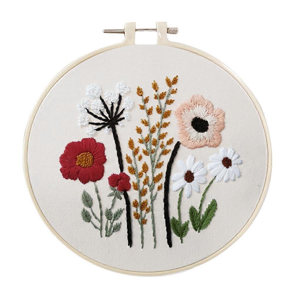 Easy Embroidery Kit For Beginners DIY Art Craft Lovers White 22x22x1.5cm Safe Material 1 Set