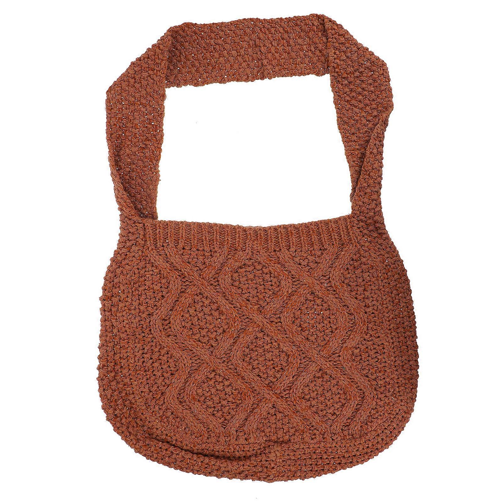 Design Woven Crochet Bag Brown Shoulder Bag Picnic 1Pack