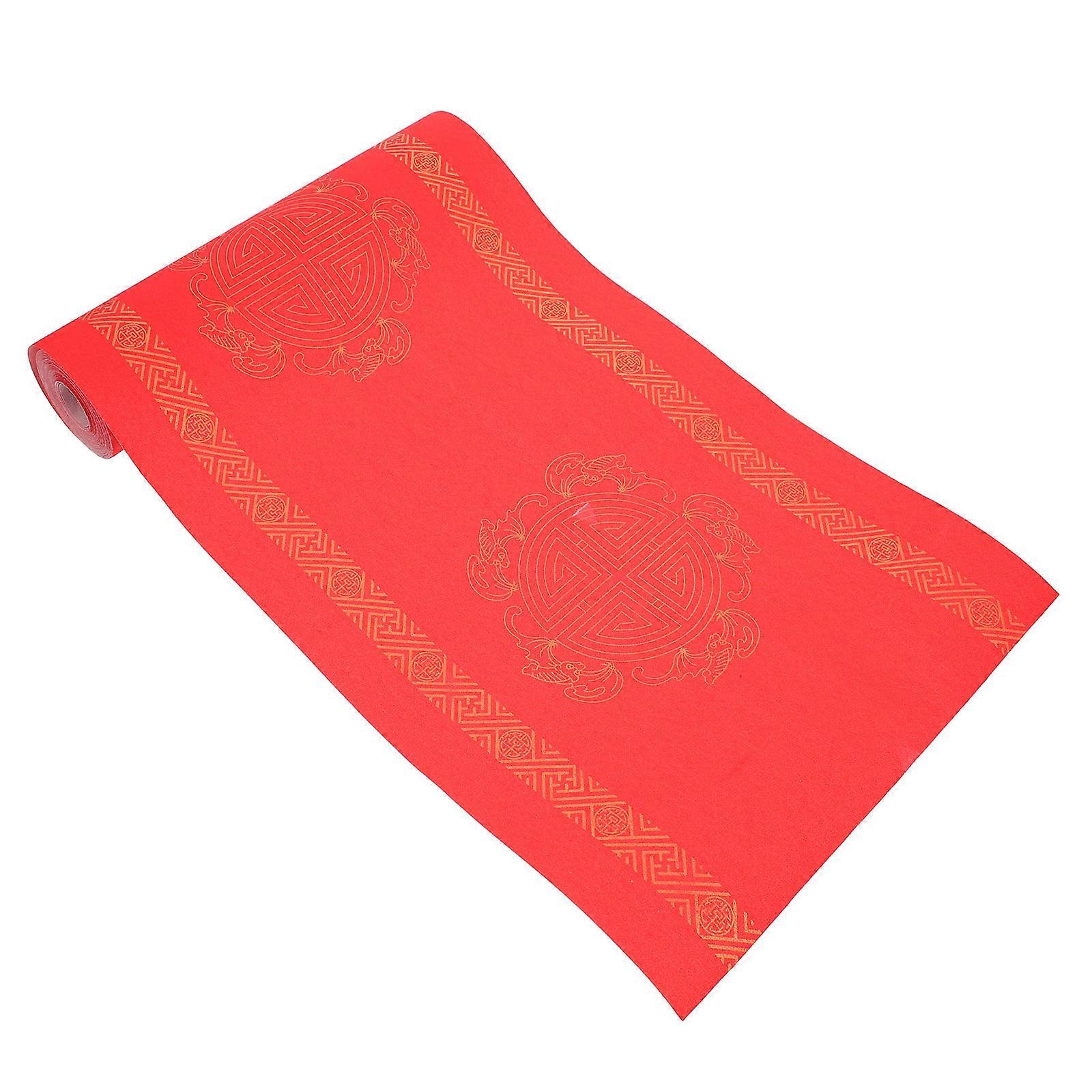 Thickened Red Xuan Paper Roll for Chinese Calligraphy, Writing & Couplet Paper – Moderate Ink Absorption, Slow Infiltration – Ideal for Spring