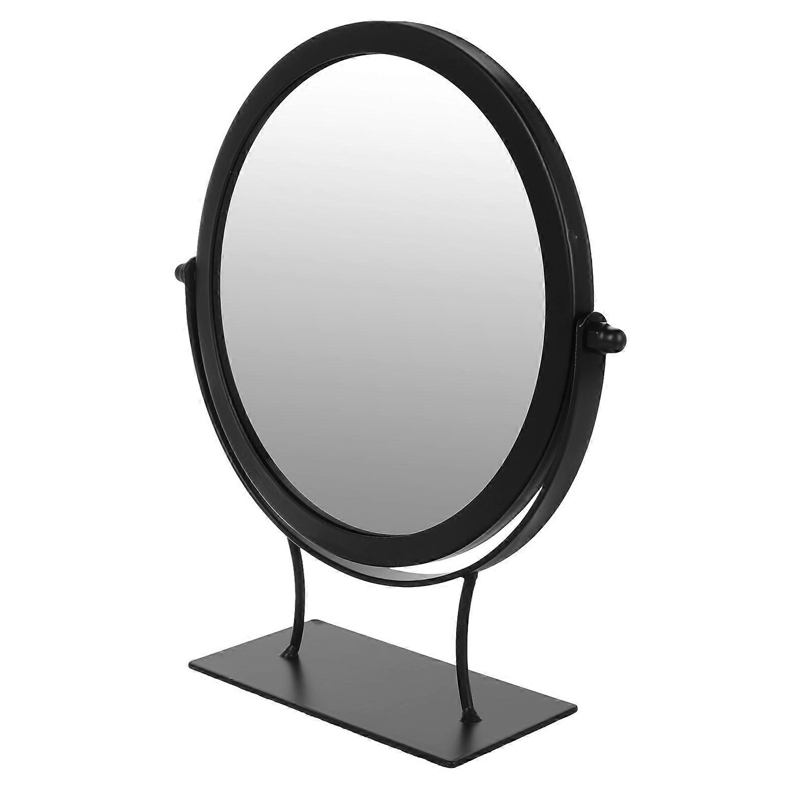 Black Rotating Desktop Iron Mirror for Makeup Multi-Function Table Mirror