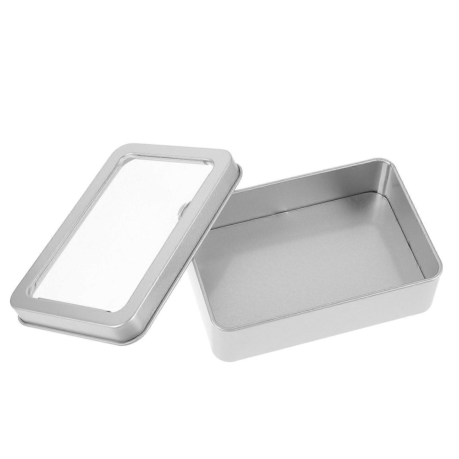 Small Rectangular Metal Storage Box with Lid Decorative Empty Container for Packaging and Organization