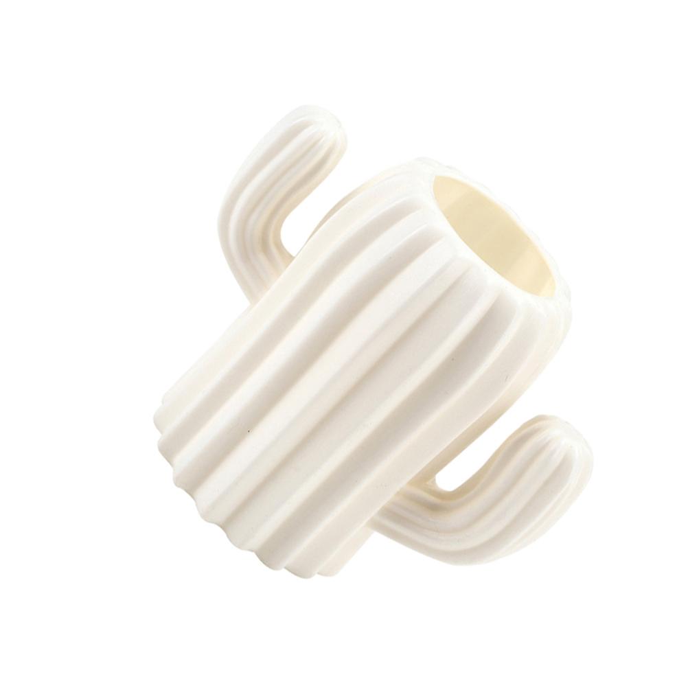 Cactus Shape Pen Holder Desktop Organizer For Students Office Workers Beige Storage Solution 1Pcs