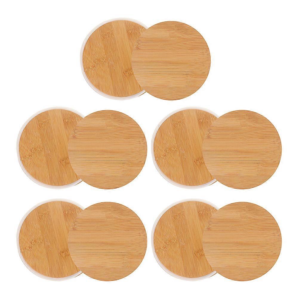 10pcs Airtight Bamboo Jar Lids Round Sealing Lids for Glass Spice Jars