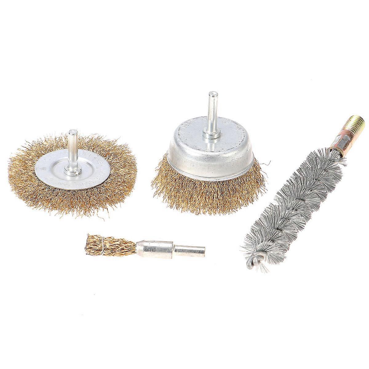 4 Pcs Wire Wheel Brush Set Polishing Wheels Abrasive Wheels Drill Accessory Kit for Rotary Tools