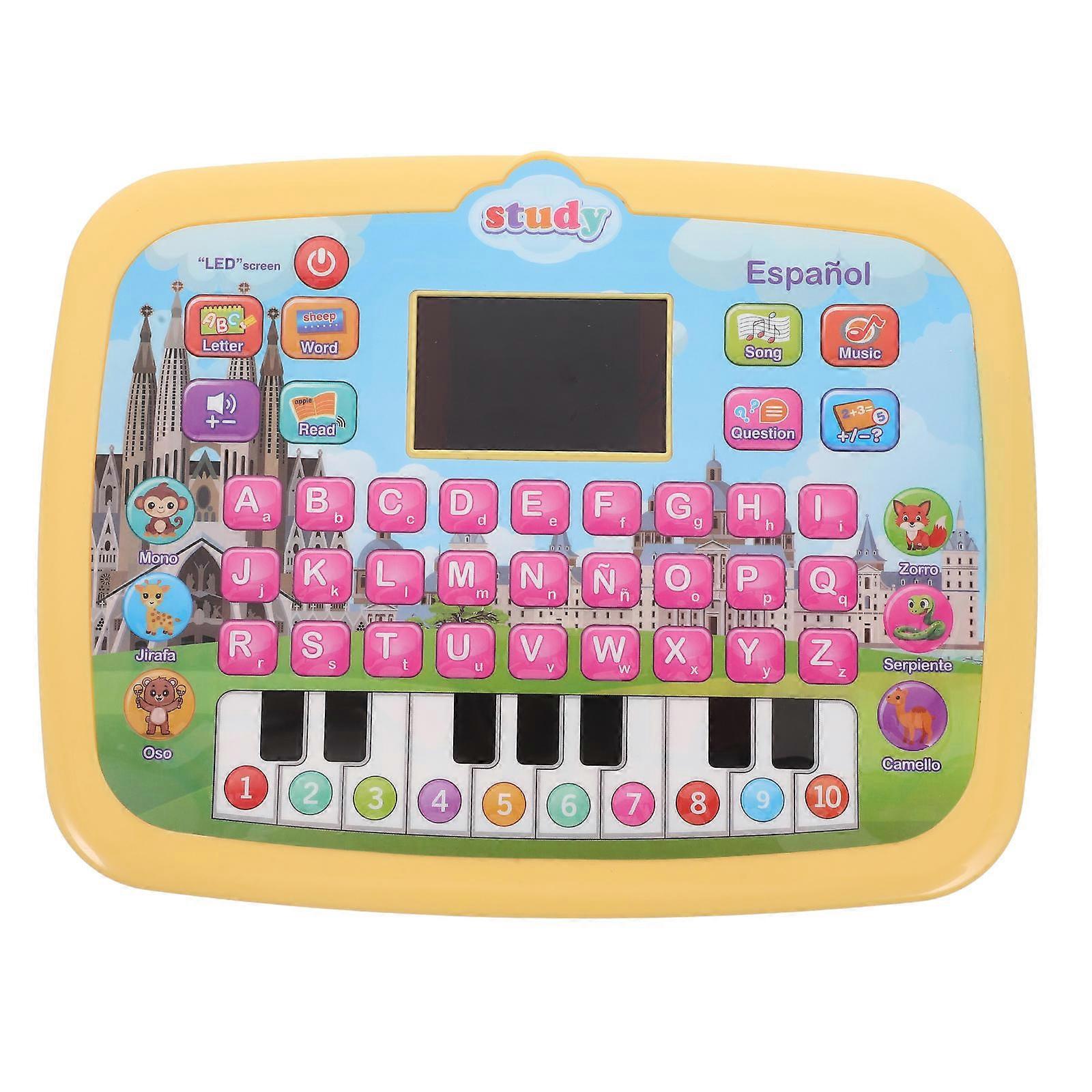 Spanish Language Learning Tablet For Toddlers Kids Educational Toy Interactive LED Screen 23.40X18.00X2.00CM 1Set
