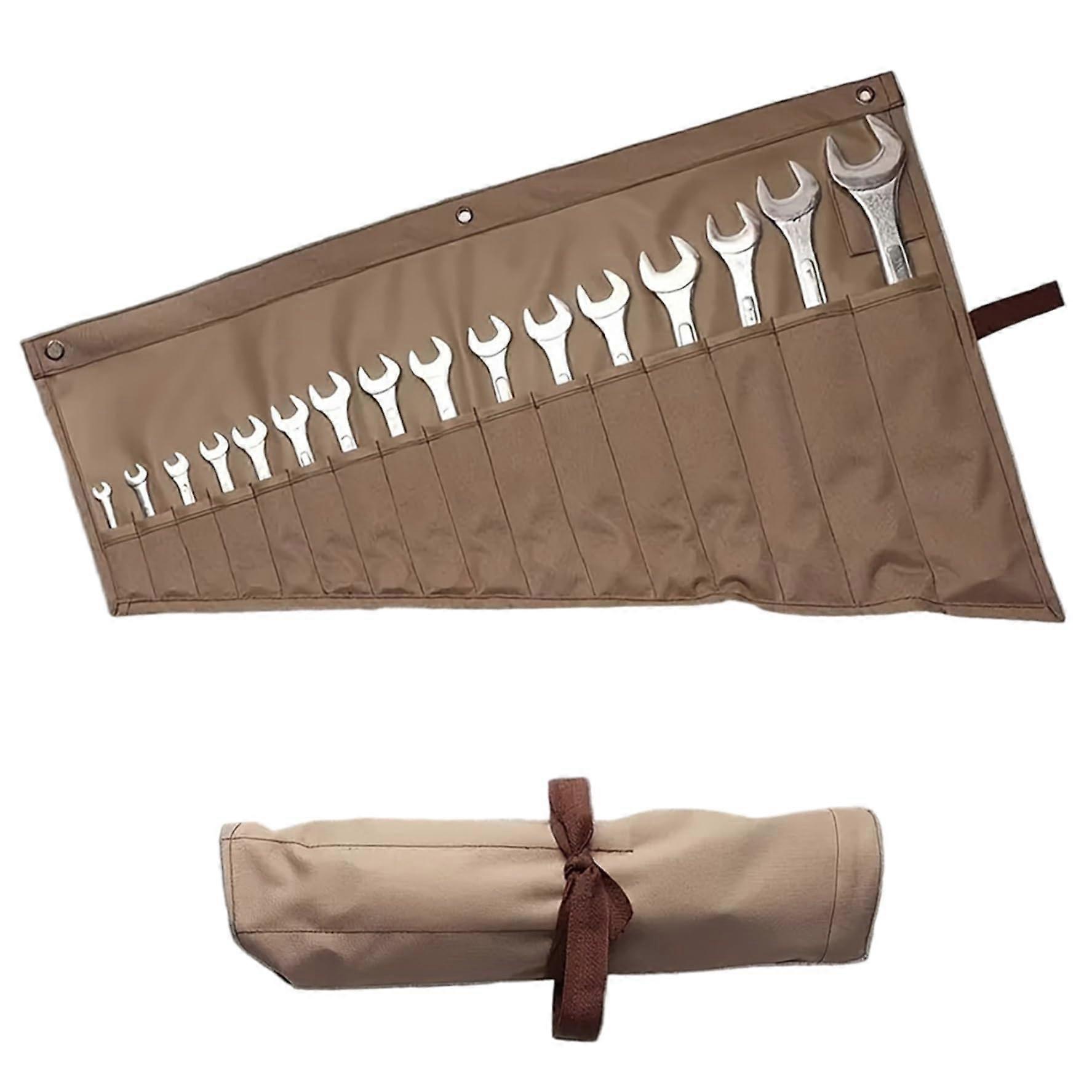 Rollup tool pouch, 16pocket portable wrench roll, waterproof wrench holder, tool bag for home organization Ref: 1893