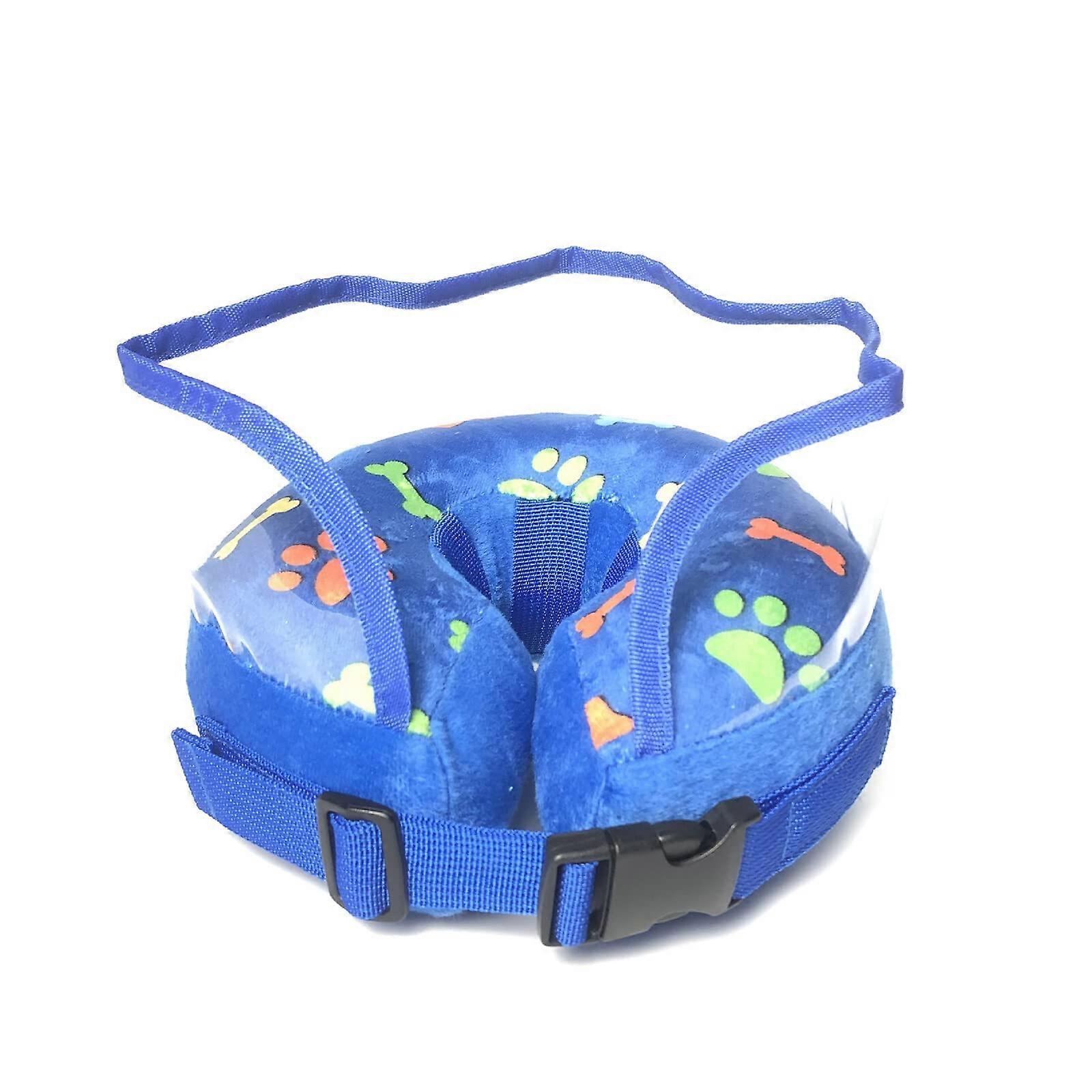 Inflatable Dog Cone, Soft Pet Recovery Collar with Adjustable Buckle, Blue, XLarge