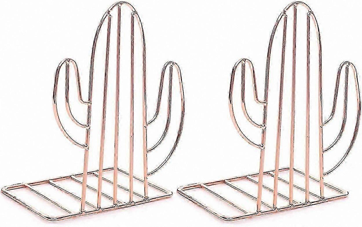 2024 Elegant Heavy Metal Bookends for Shelf Decor Cactus Design Tail Accent for Books Organization