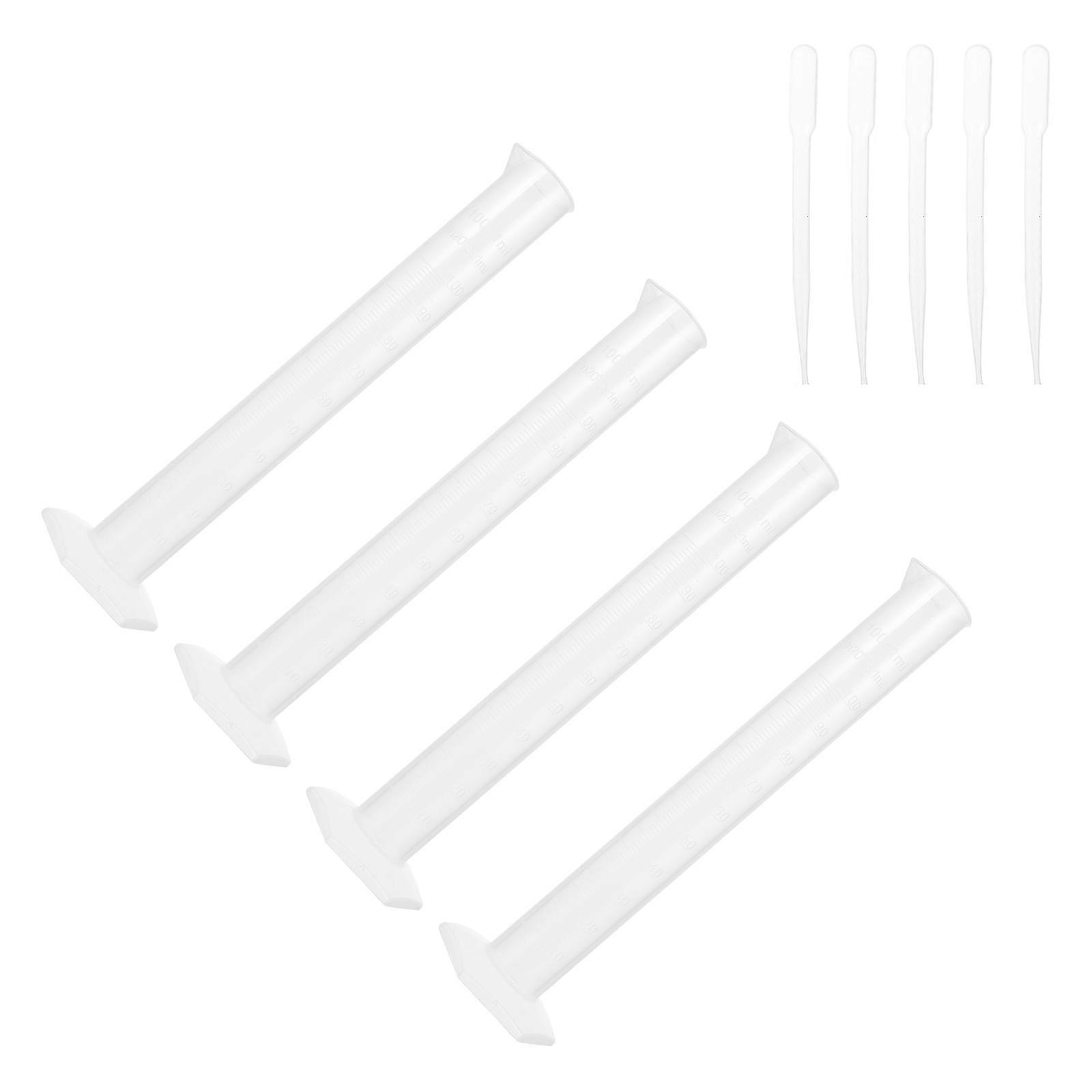 Transparent Plastic Measuring Cylinders with 3ml Droppers for Accurate Liquid Measurement 100ml