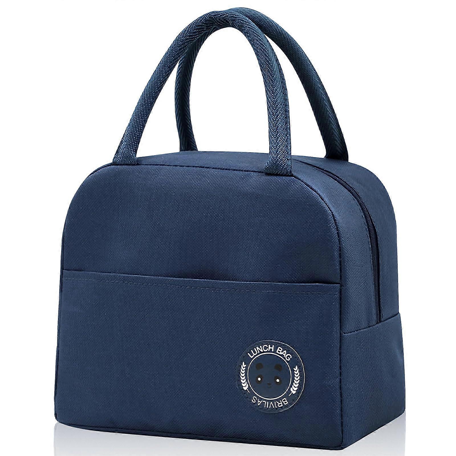 Thermal WaterResistant Lunch Box Bag for Work, School, Picnic (Navy Blue)