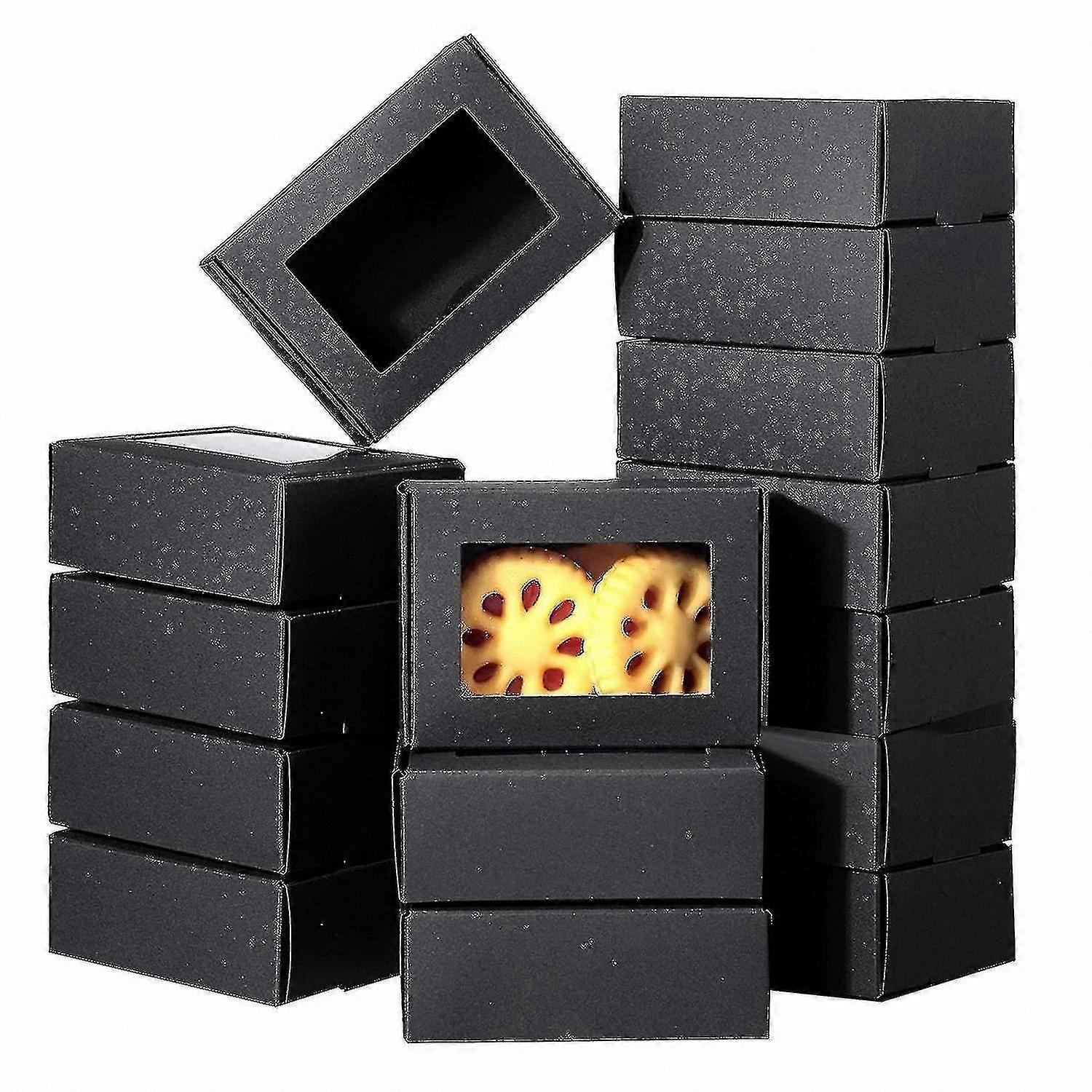 Mini Kraft Paper Boxes with Clear Window for Homemade Soap and Treats, 50-Pack