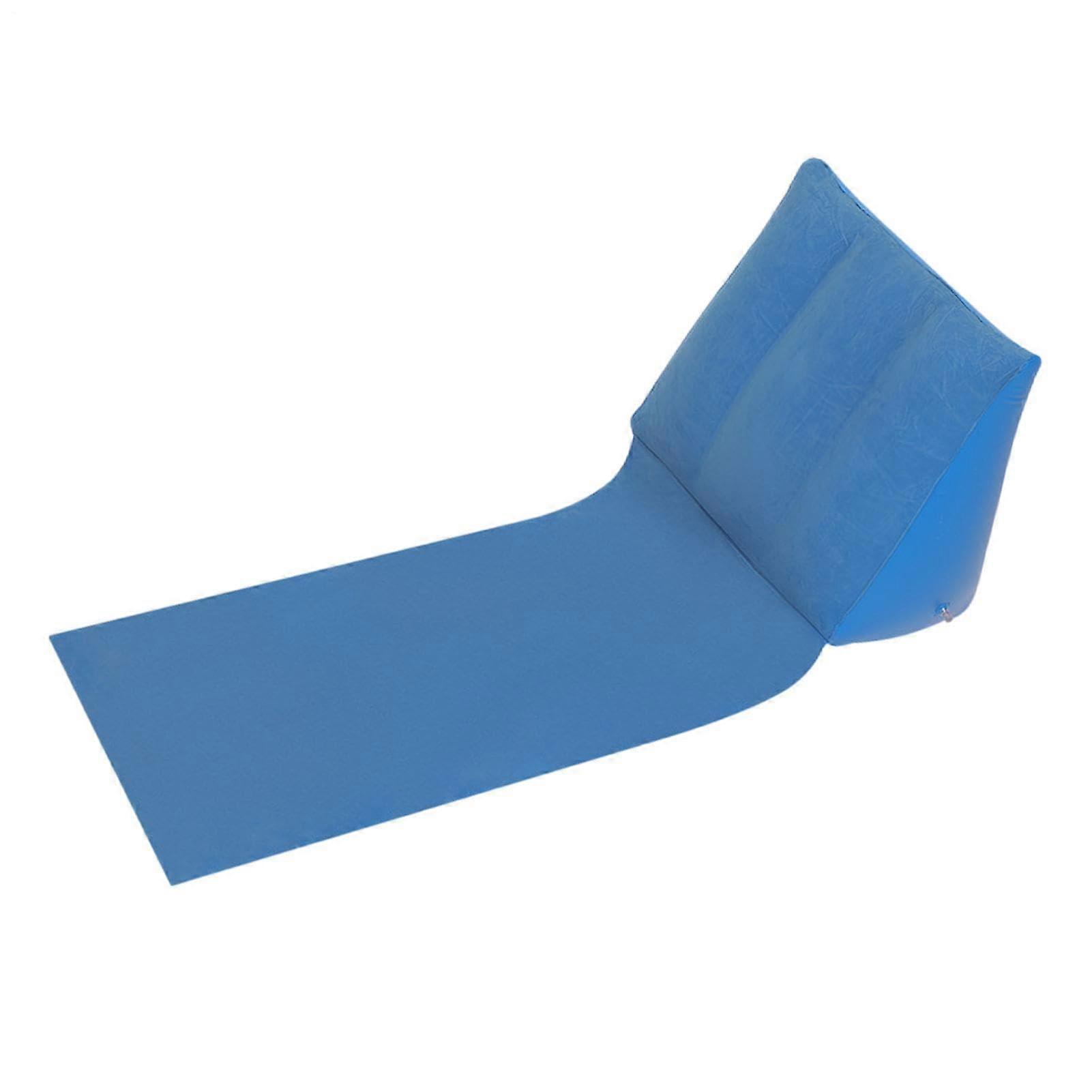 Triangular Beach Cushion Inflatable Pillow, Compact Folding Mat For Sunbathing Backpacking Eco-Friendly PVC Azure Blue