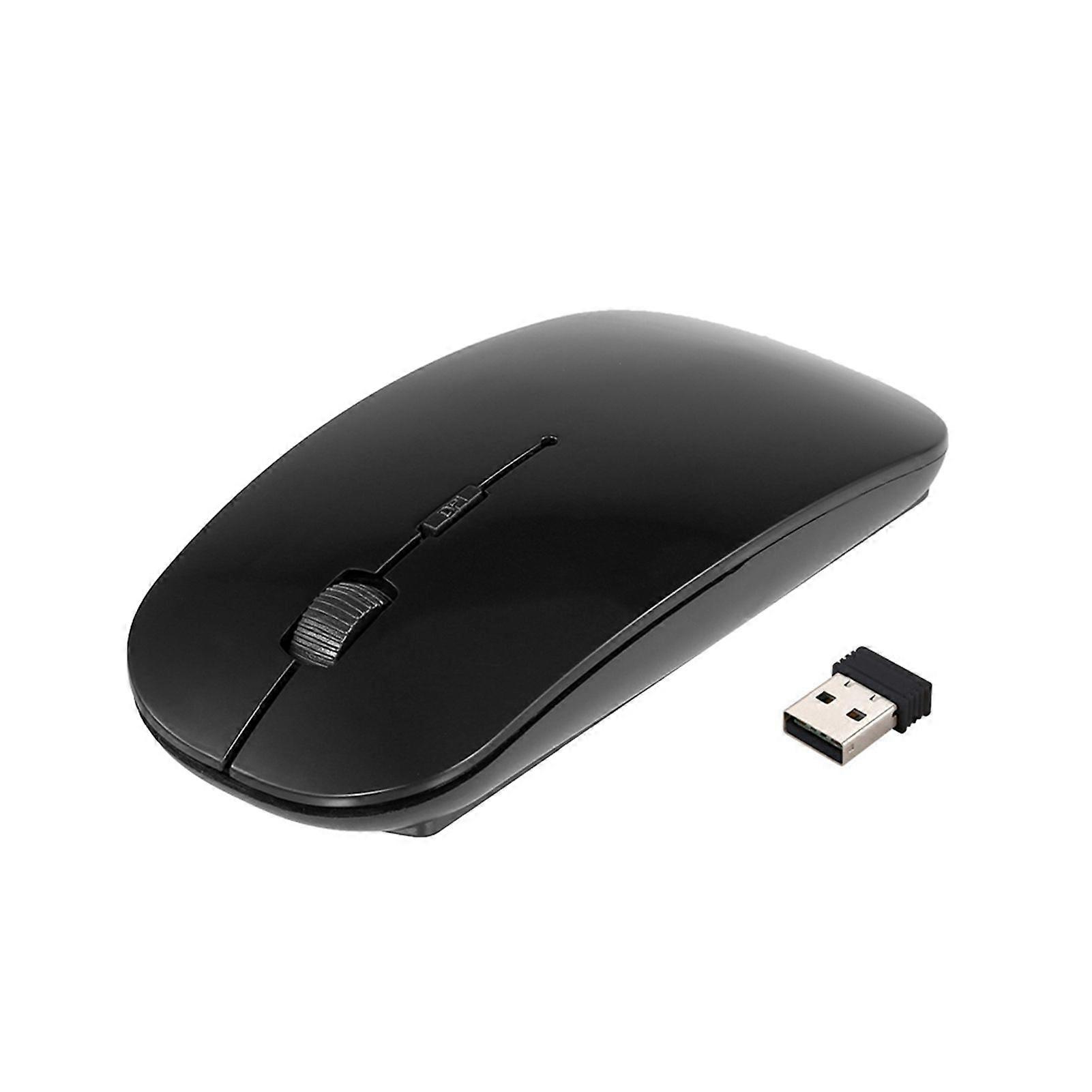 2.4G Wireless Mouse Portable Ultra-thin Mute Mouse 4 Keys Wireless Optical Mouse 1600DPI for Desktop Computer Laptop Black
